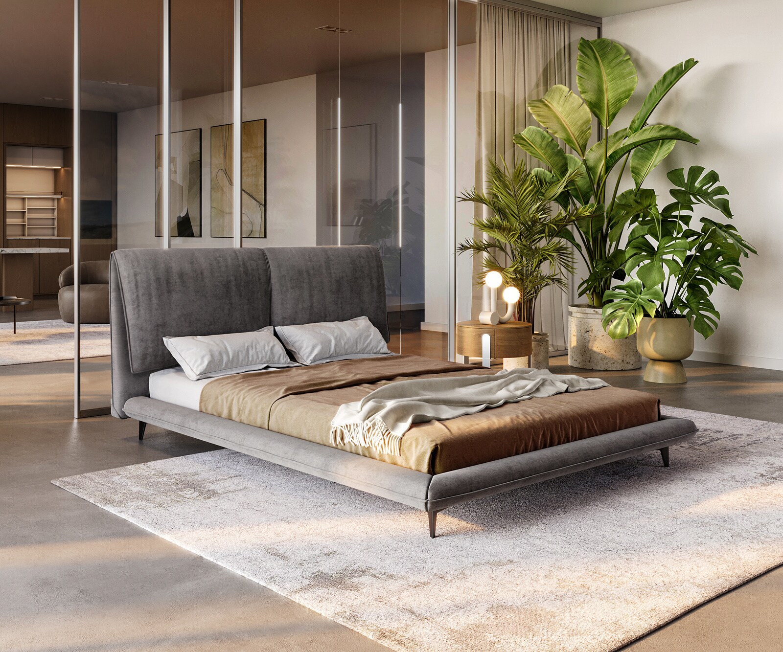 Bedframe Cusino 140x200 cm microvezel grijs