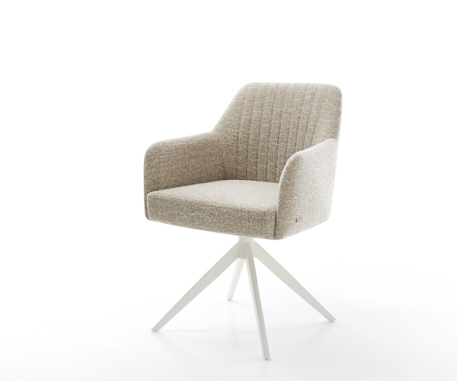 Draaistoel Greg-Flex geweven stof beige kruisframe breed wit 360° draaibaar rocker-functie pocketveer kern 1