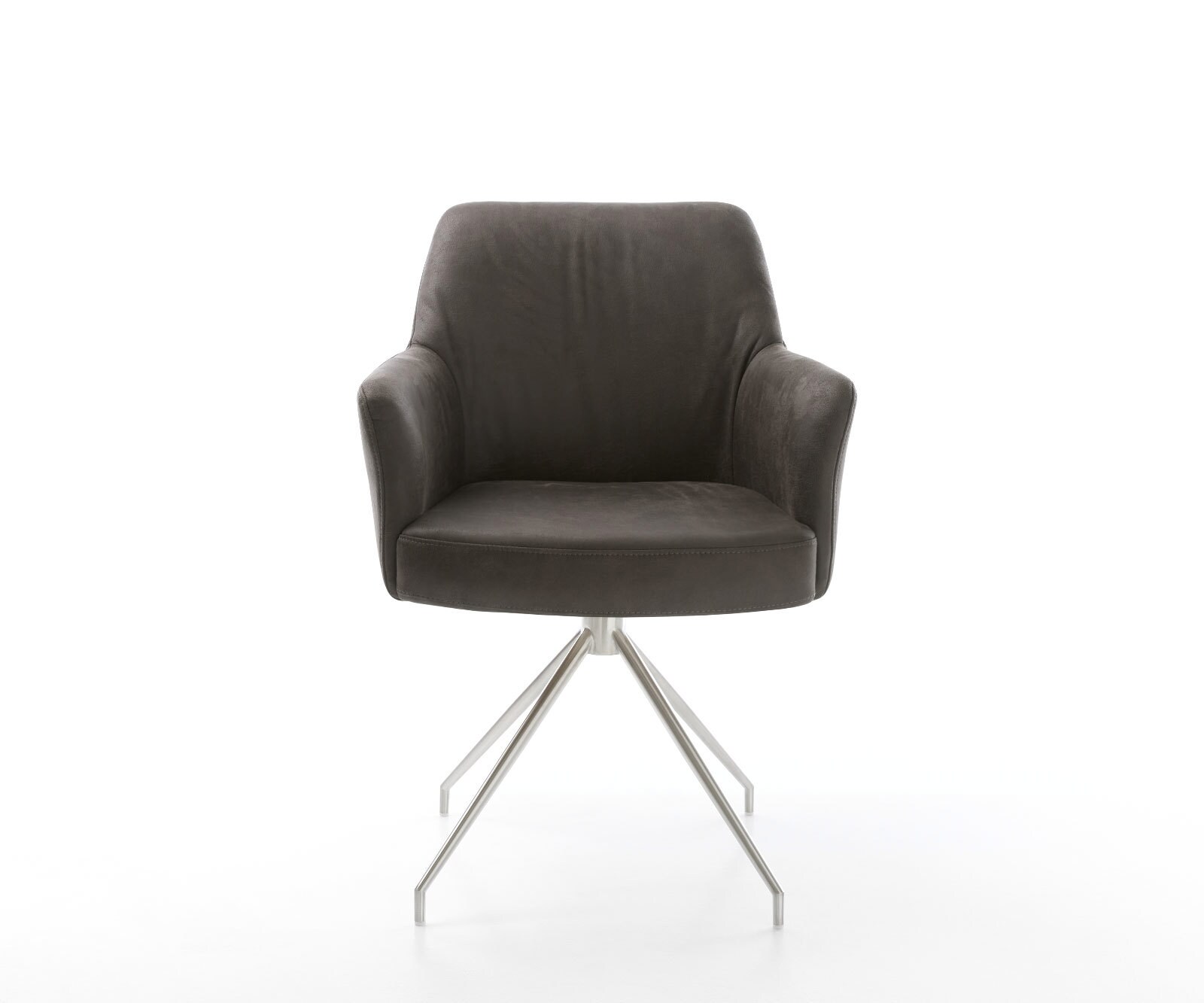 Draaistoel Xana-Flex met armleuning microvelours antraciet vintage kruisframe conisch roestvrij staal 180° draaibaar pocketveer kern 2