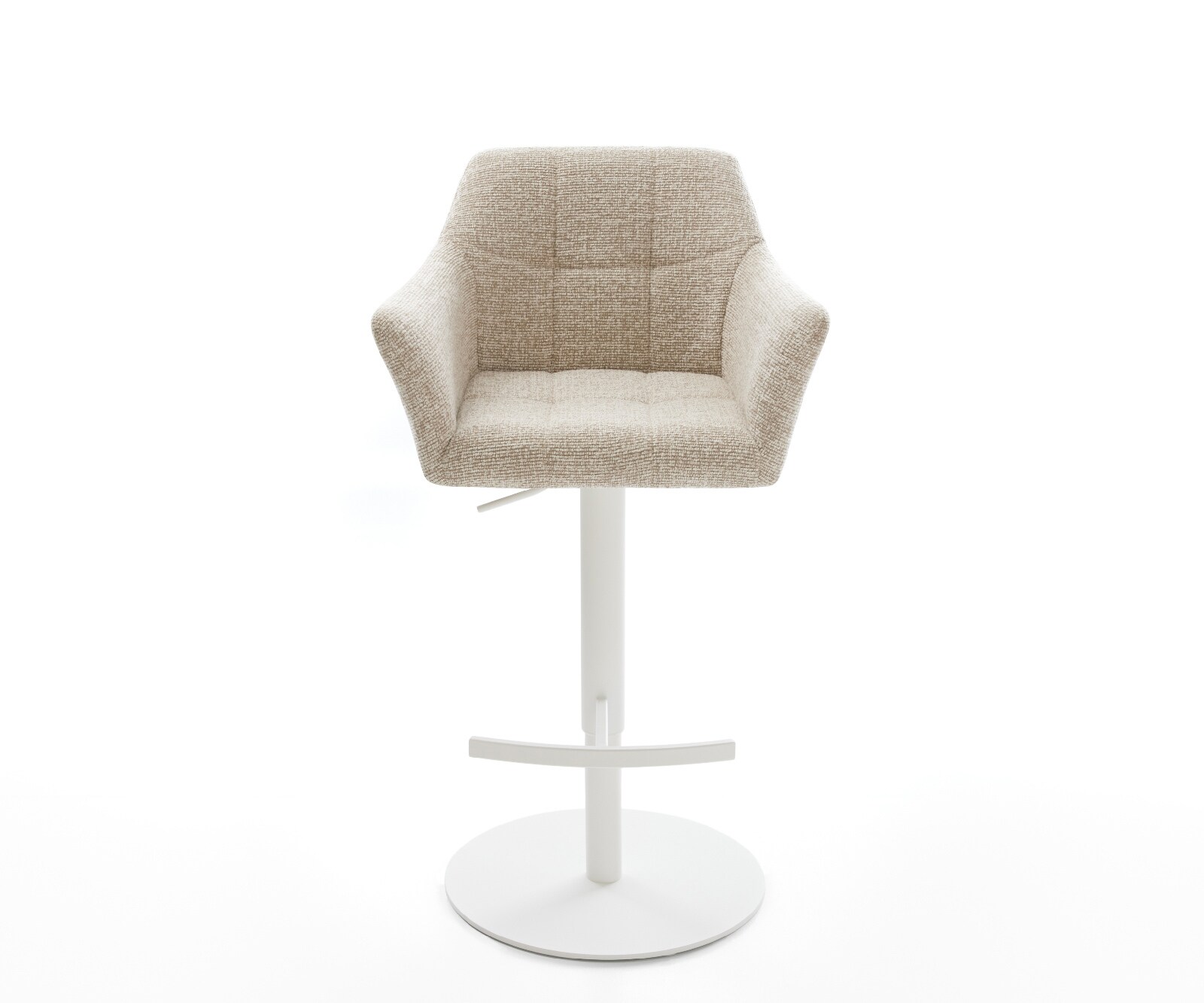 Barstoel Yulo-Flex Zachte Geweven stof Beige Draaivoet in hoogte verstelbaar wit Wit 2