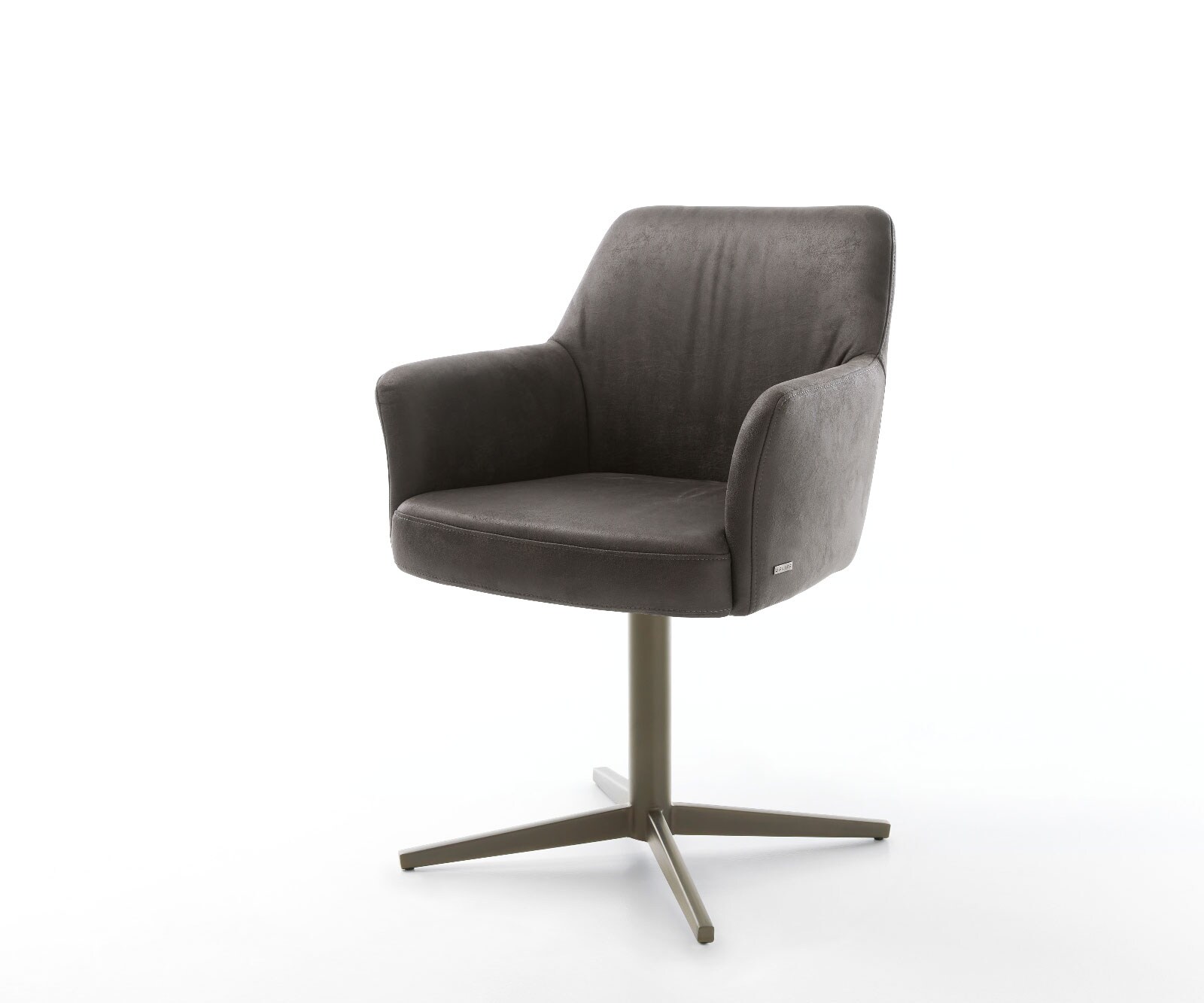Draaistoel Xana-Flex met armleuning microvelours antraciet vintage kruispoot afwerking met titanium 360° draaibaar pocketveer kern