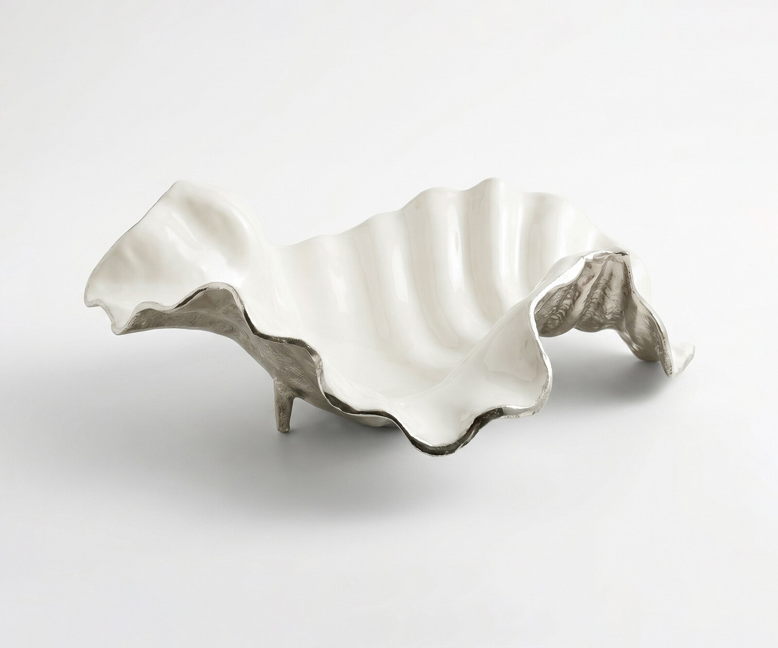 Schaal Almira B49 x D45 x H18 cm Aluminium Platin Opal Handgemaakt