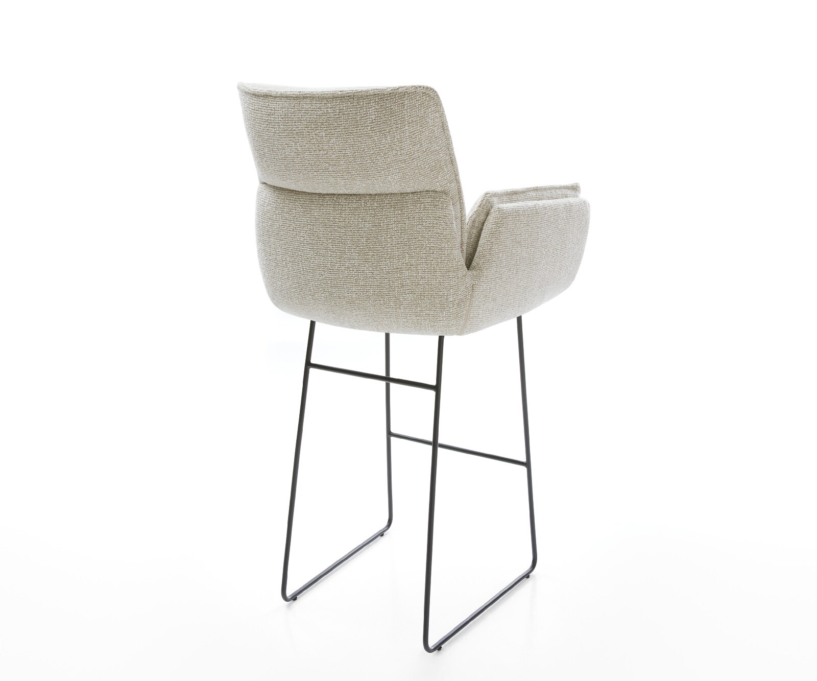 Barstoel Nela-Flex Zachte Geweven stof Beige Sledeonderstel metaal zwart Zwart 5