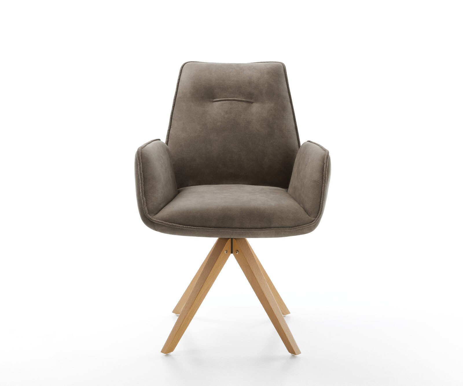 Eetkamerstoel Zoa-Flex microvelours taupe vintage houten frame hoekig natuur pocketveer kern 1