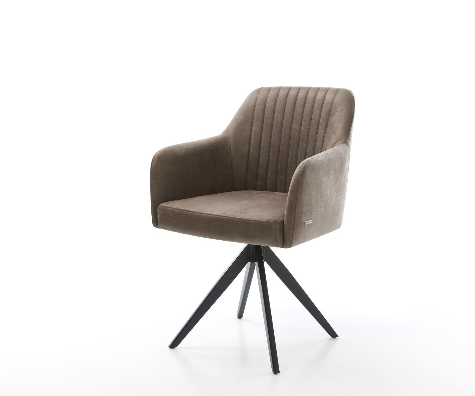 Eetkamerstoel Greg-Flex microvelours taupe vintage kruisframe hoekig zwart pocketveer kern 1