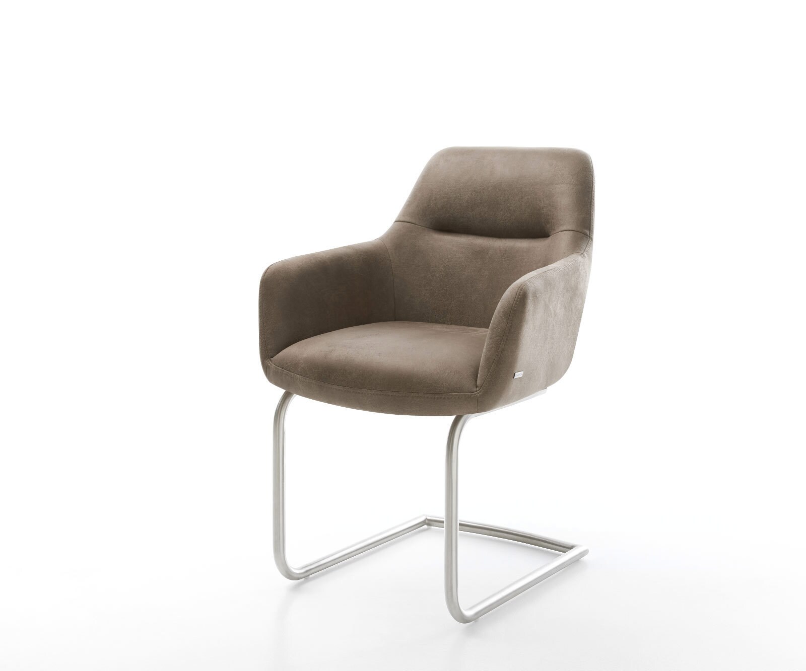 Sledemodel Pejo-Flex microvelours taupe vintage sledemodel rond roestvrij staal pocketveer kern