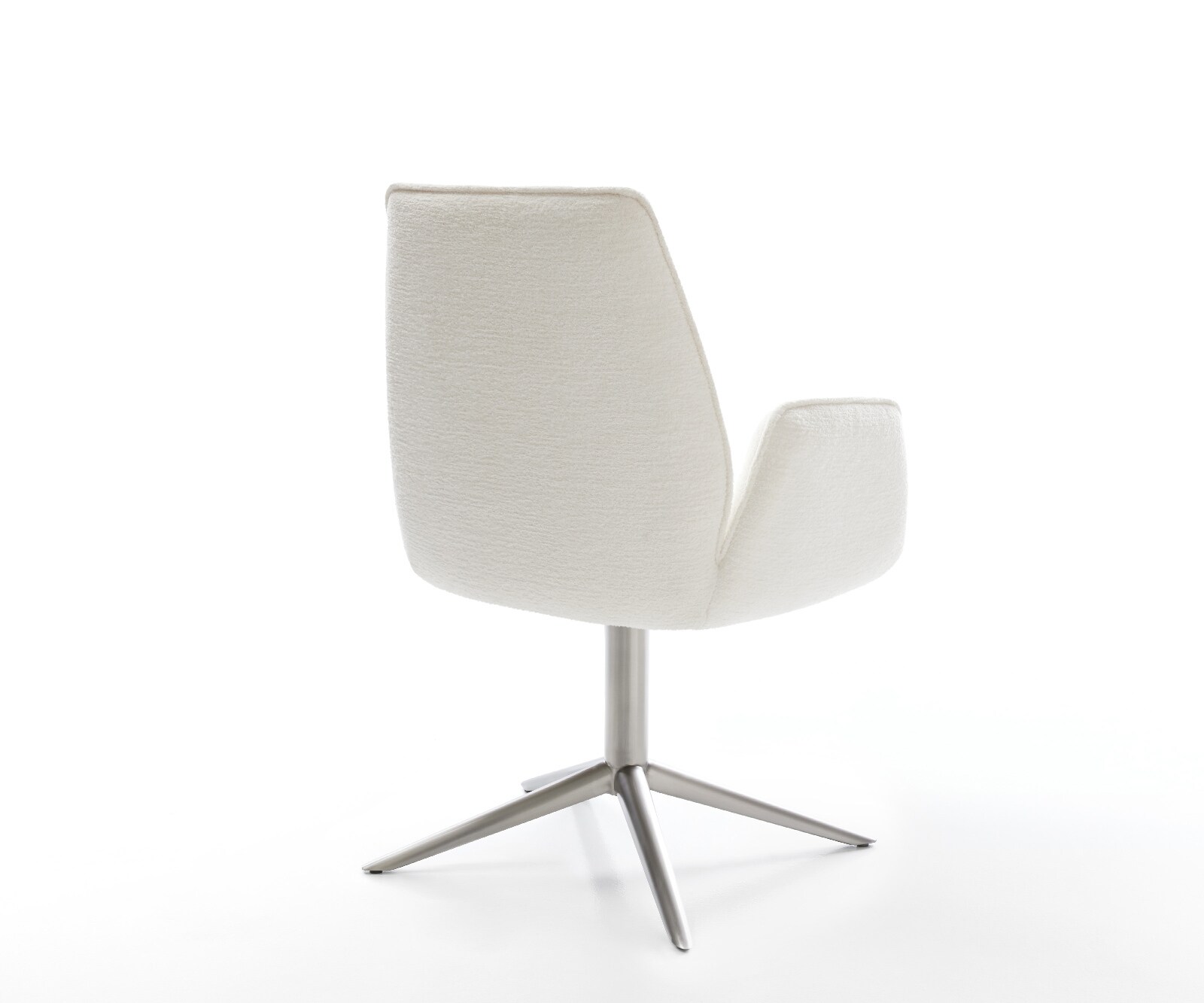 Draaistoel Zoa-Flex bouclé zacht beige kruispoot roestvrij staal 360° draaibaar rocker-functie pocketveer kern 5