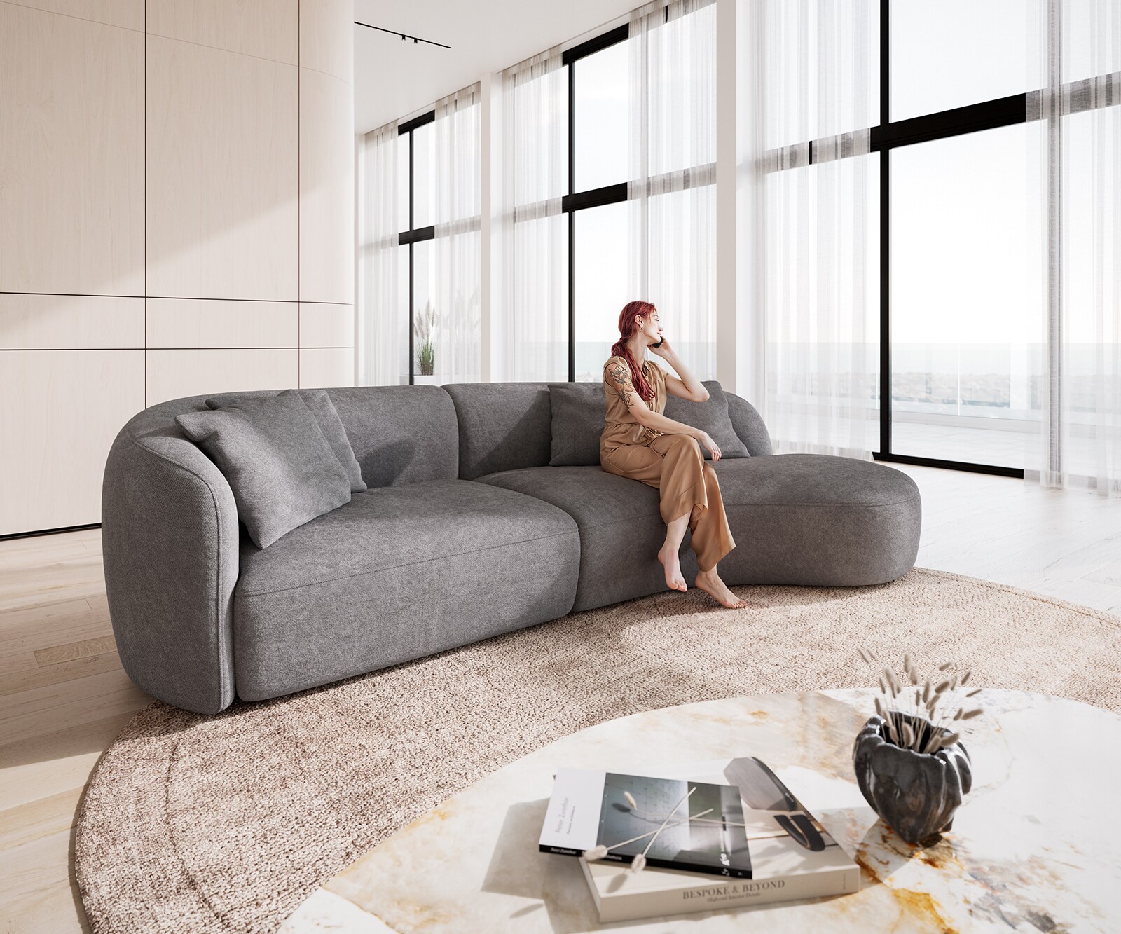 Mairi bank 330x160 cm microvezel grijs 2