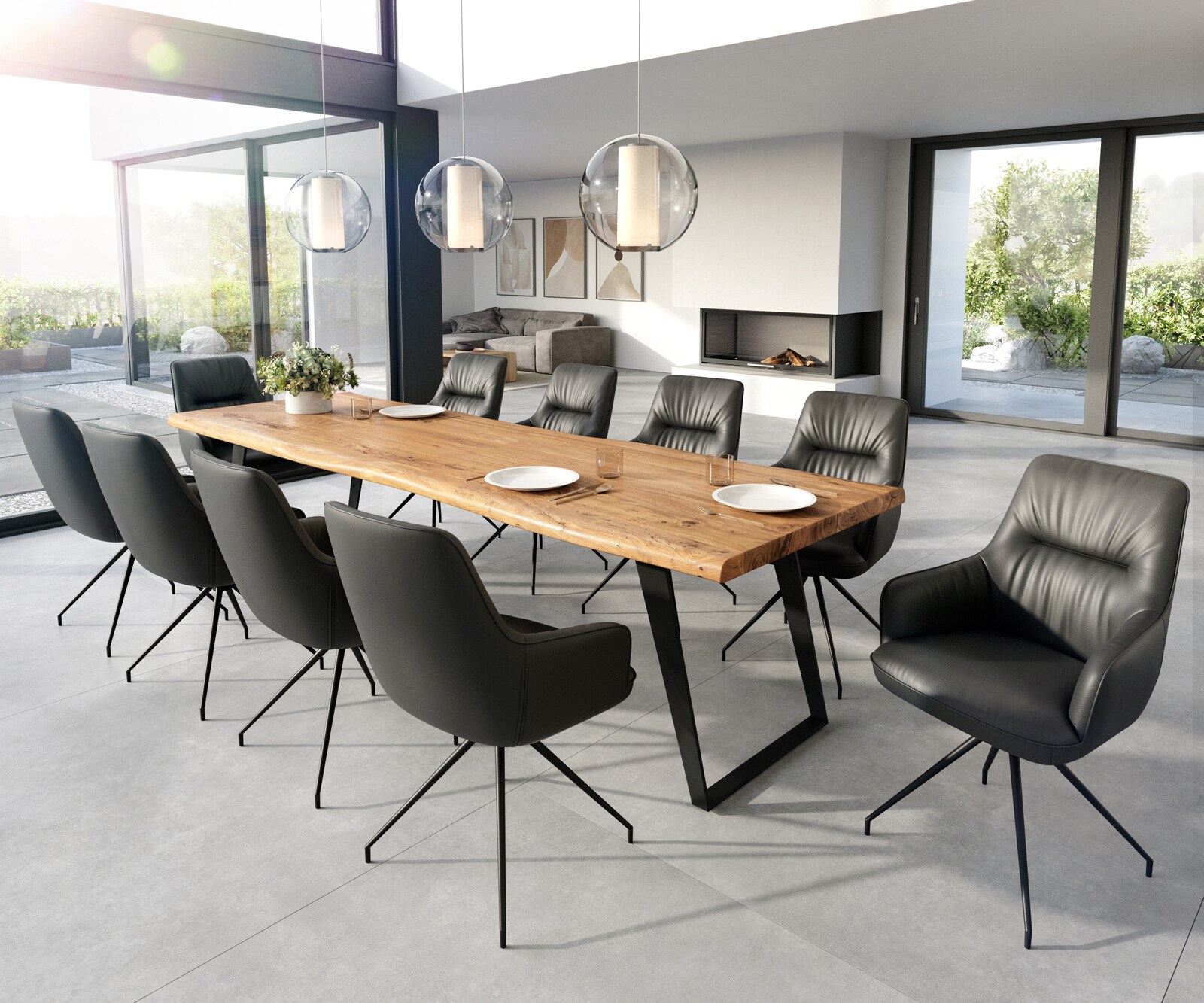 Eetkamerstoel Zelia-Flex met armleuning echt leer zwart kruisframe conisch zwart pocketveer kern 3 Eetkamerstoel Zelia-Flex met armleuning echt leer zwart kruisframe conisch zwart pocketveer kern 3