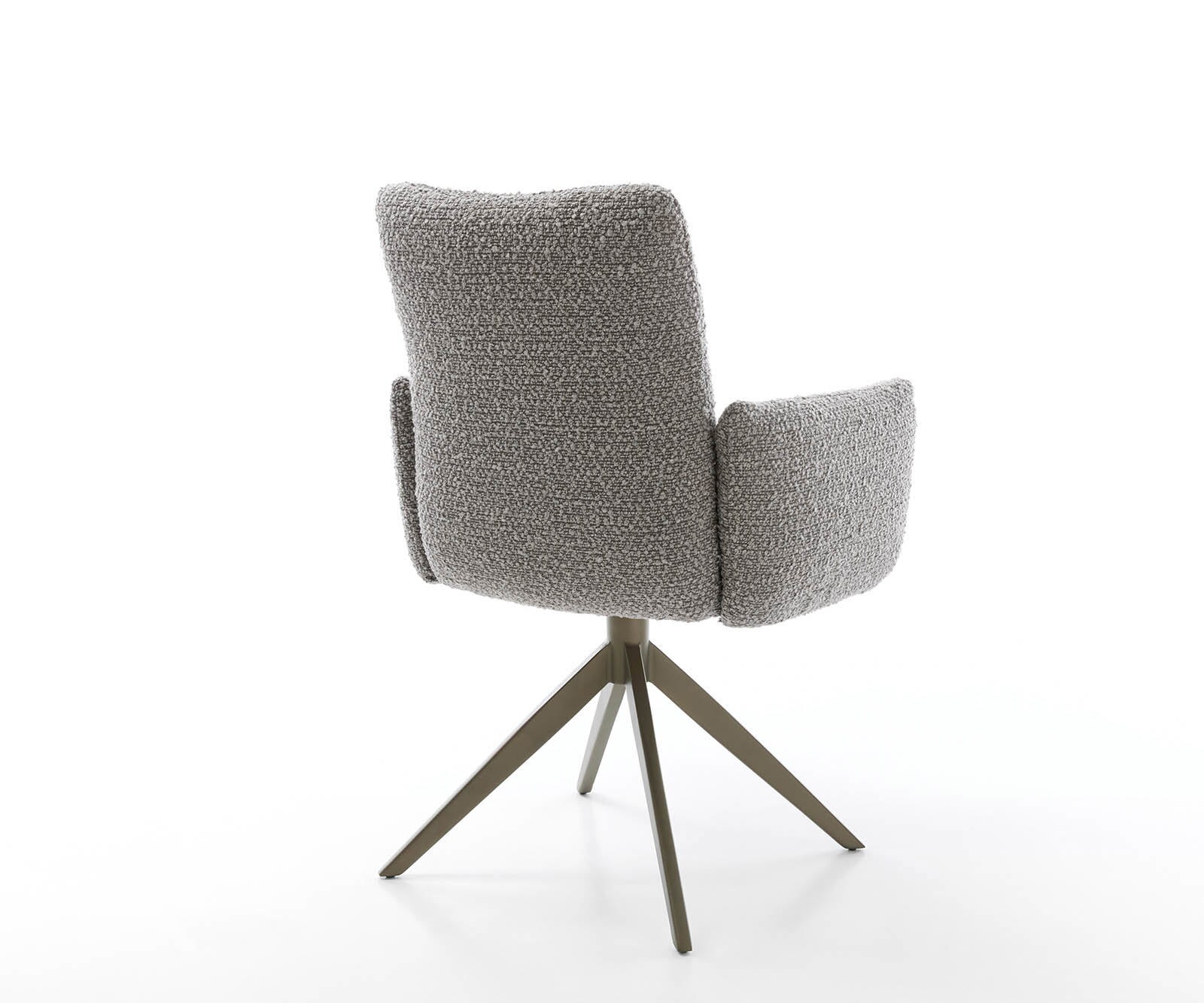 Draaistoel Jova-Flex met armleuning bouclé zilver grijs kruisframe breed afwerking met titanium 360° draaibaar pocketveer kern 4 Draaistoel Jova-Flex met armleuning bouclé zilver grijs kruisframe breed afwerking met titanium 360° draaibaar pocketveer kern 4