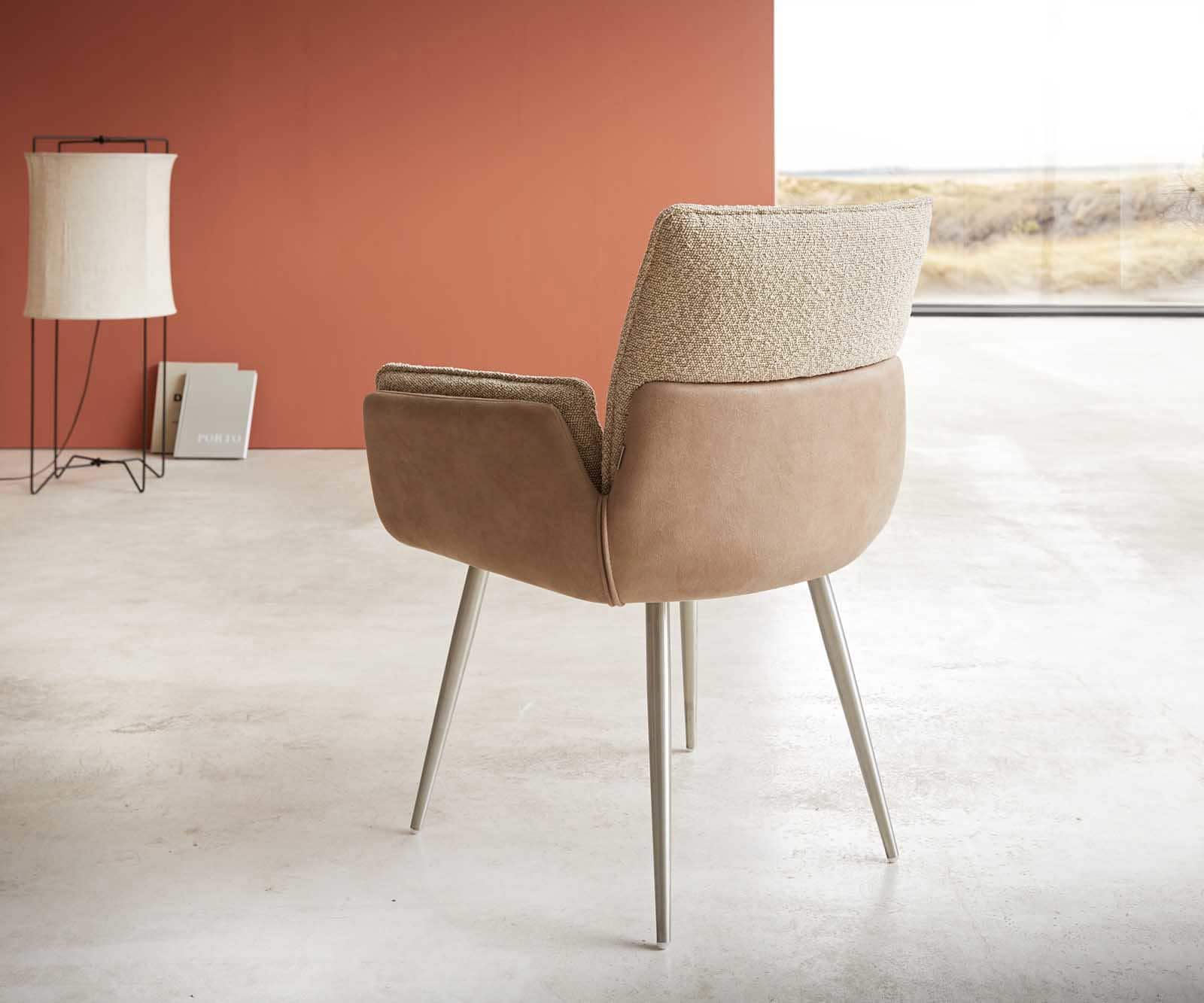 Eetkamerstoel Nela-Flex materiaalmix mud 4-poot conisch roestvrij staal 4 Eetkamerstoel Nela-Flex materiaalmix mud 4-poot conisch roestvrij staal 4