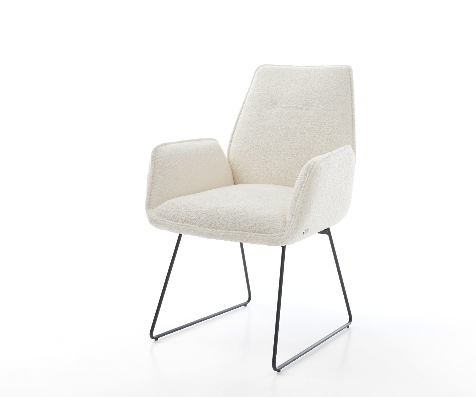 Eetkamerstoel Zoa-Flex bouclé wit slipframe zwart pocketveer kern