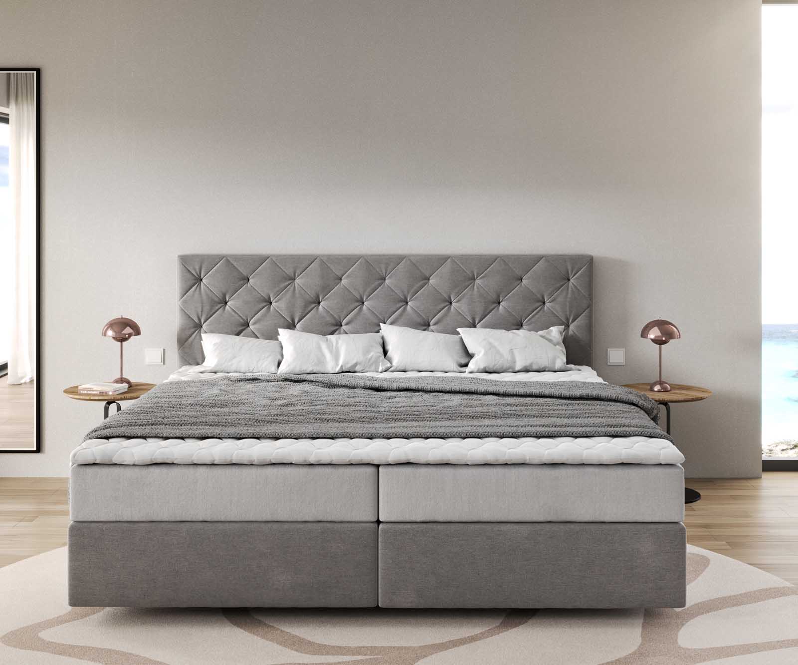 Boxspring bed Dream-Great Microvezel grijs 200x200 cm met pocketveringmatras en visco-topper 1