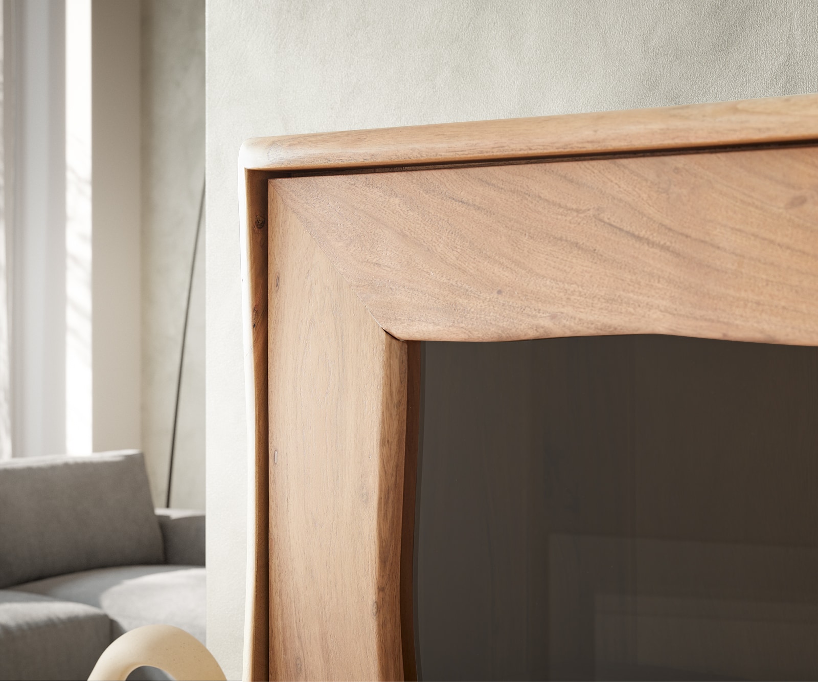 Vitrinekast Live-Edge 120x190 cm acacia natuur 2 deuren 4 laden massief 8