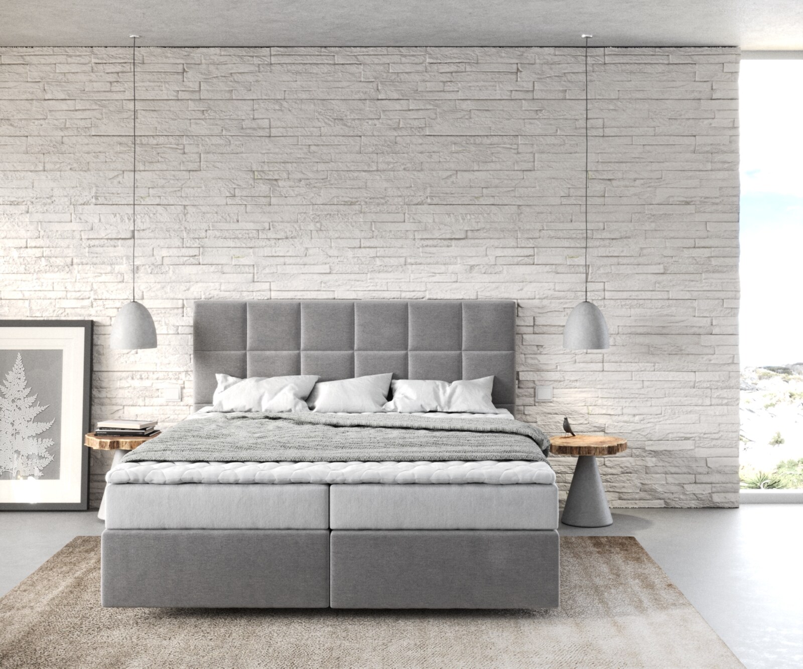 Boxspringbed Dream-Fine 160x200 microvezel grijs  1