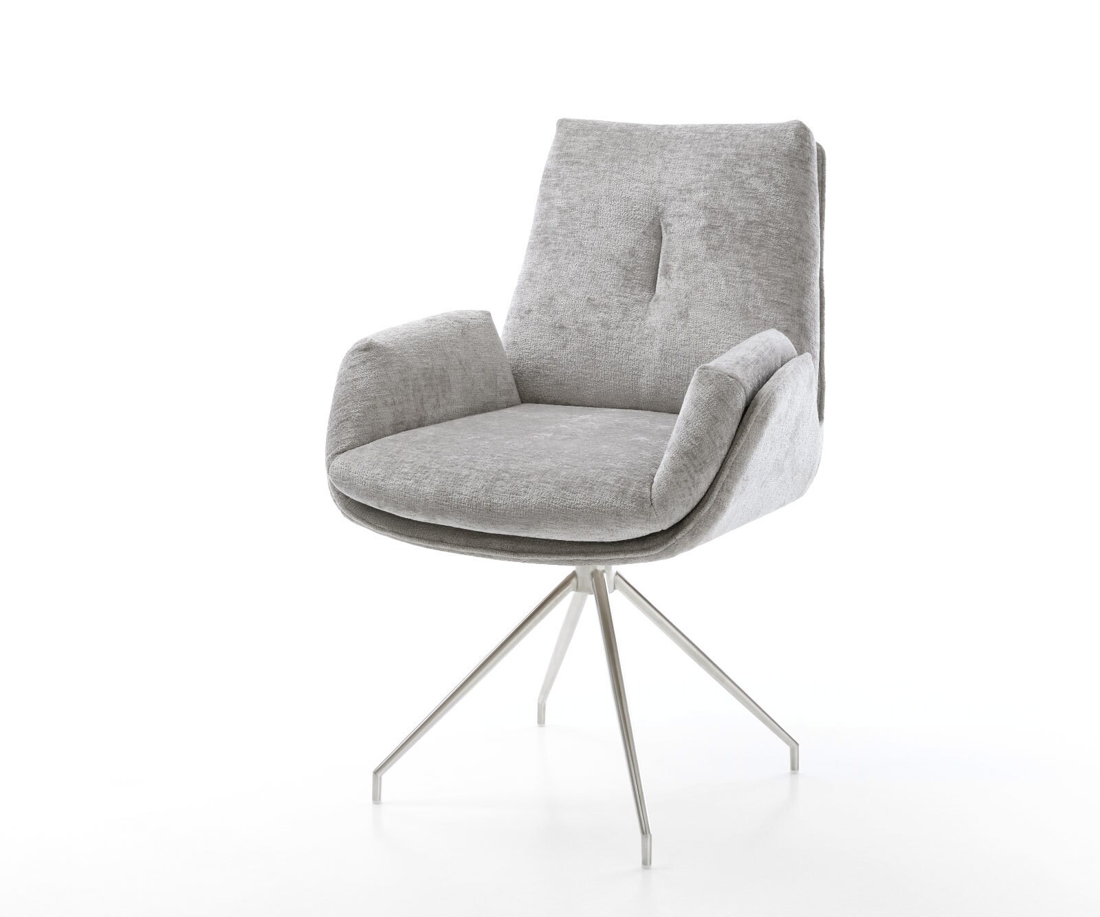 Draaistoel Clea-Flex chenille zilver grijs kruisframe conisch roestvrij staal 180° draaibaar Draaistoel Clea-Flex chenille zilver grijs kruisframe conisch roestvrij staal 180° draaibaar