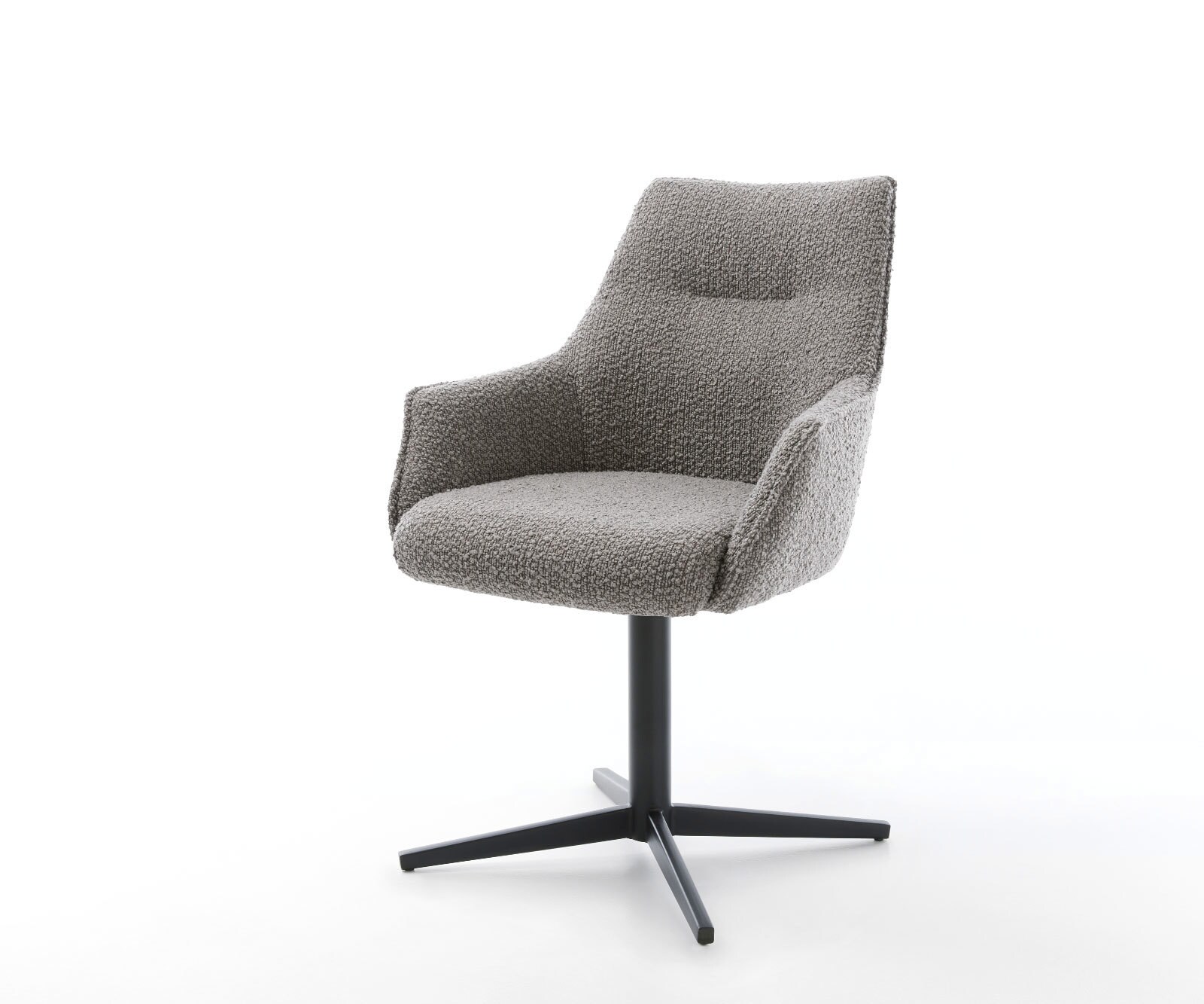 Draaistoel Alja-Flex met armleuning bouclé zilver grijs kruispoot zwart 360° draaibaar pocketveer kern Draaistoel Alja-Flex met armleuning bouclé zilver grijs kruispoot zwart 360° draaibaar pocketveer kern