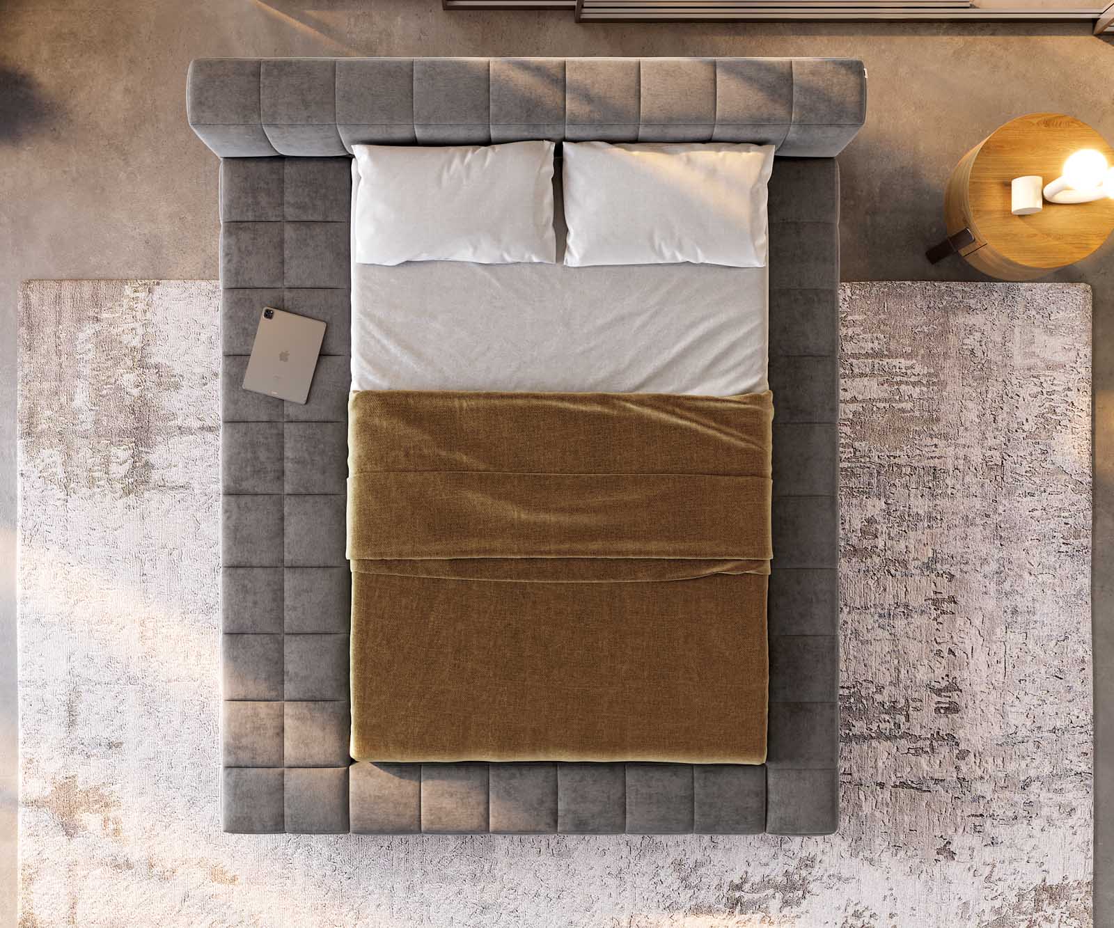 Espazio gestoffeerd bedframe 140x200 cm microvezel grijs met opbergruimte 4