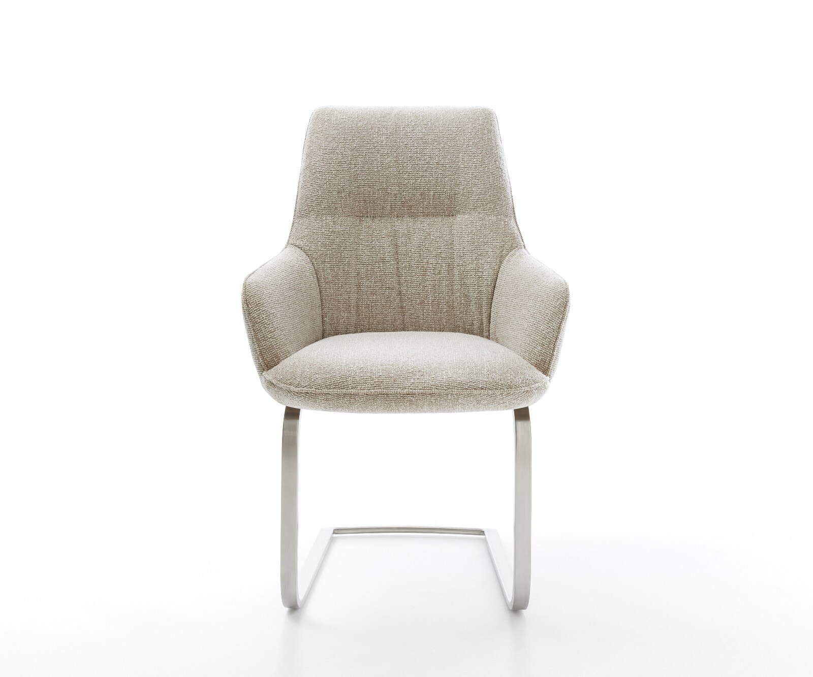 Sledemodel Zelia-Flex met armleuning geweven stof beige sledemodel vlak roestvrij staal pocketveer kern 1