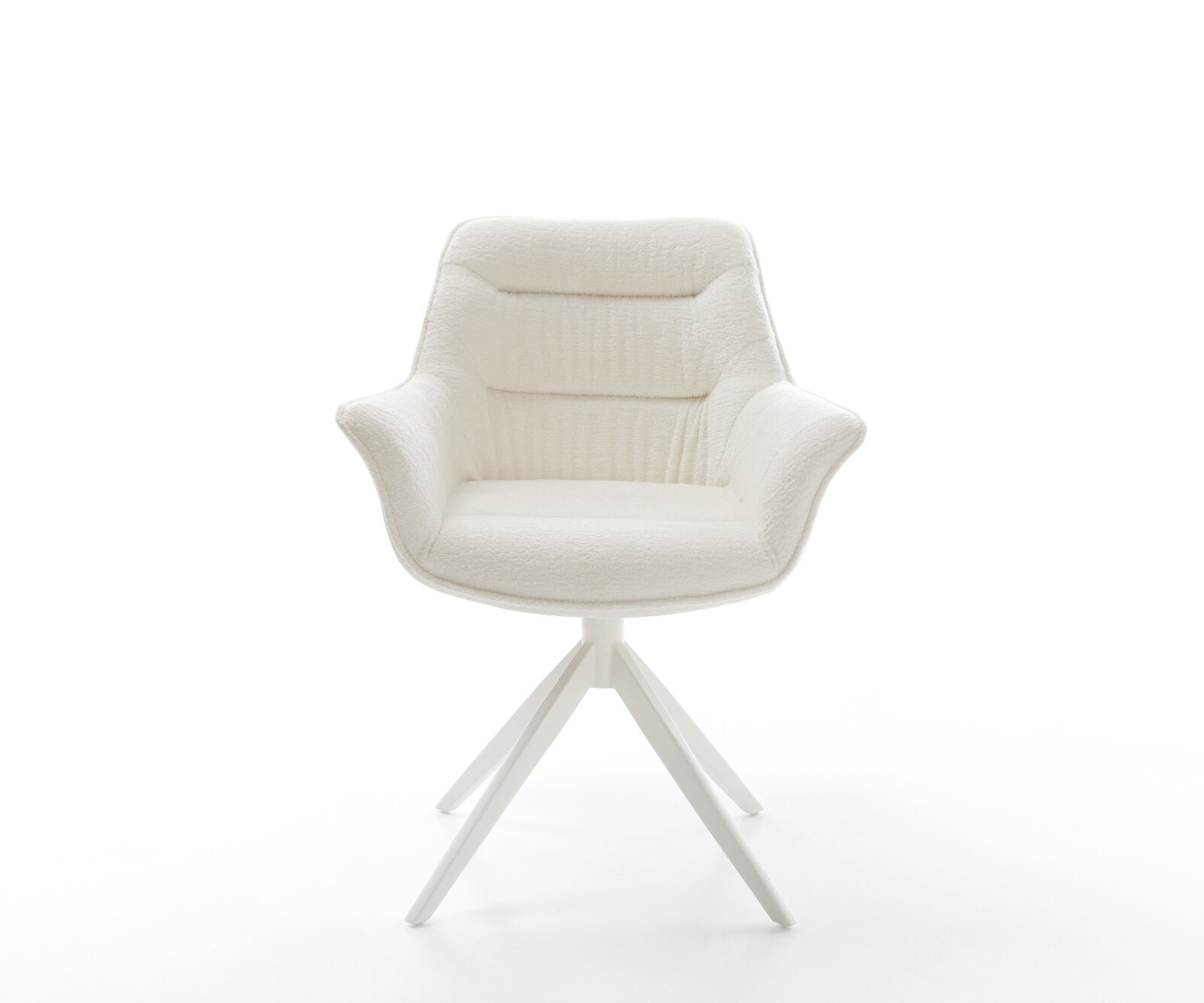 Draaistoel Kaira-Flex bouclé zacht beige kruisframe breed wit 360° draaibaar rocker-functie 1