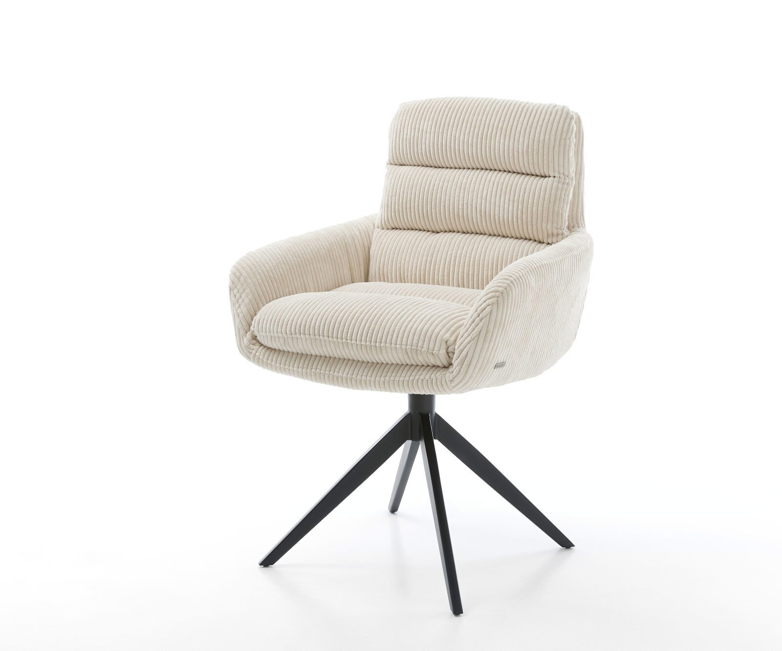 Eetkamerstoel Abelia-Flex met armleuning koord beige kruisframe breed zwart