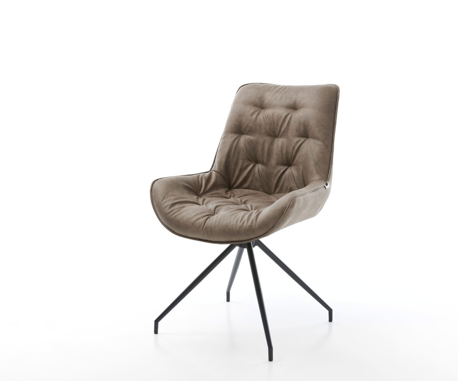 Eetkamerstoel Taimi-Flex microvelours taupe vintage kruisframe conisch zwart