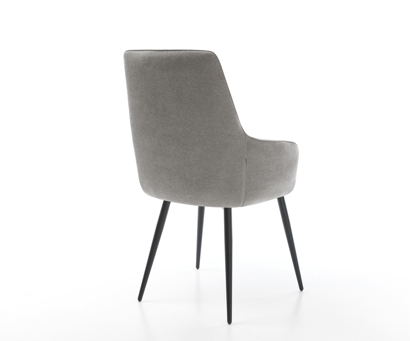 Eetkamerstoel Zelia-Flex met armleuning zachte stof met structuur grijs 4-poot conisch zwart pocketveer kern 5