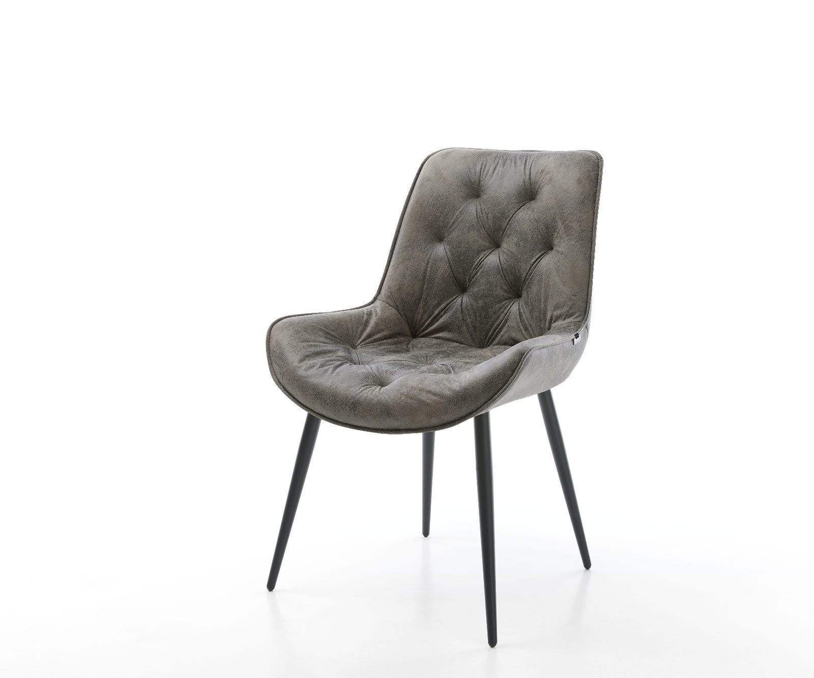 Eetkamerstoel Taimi-Flex microvelours grijs antiek 4-poot conisch zwart Eetkamerstoel Taimi-Flex microvelours grijs antiek 4-poot conisch zwart