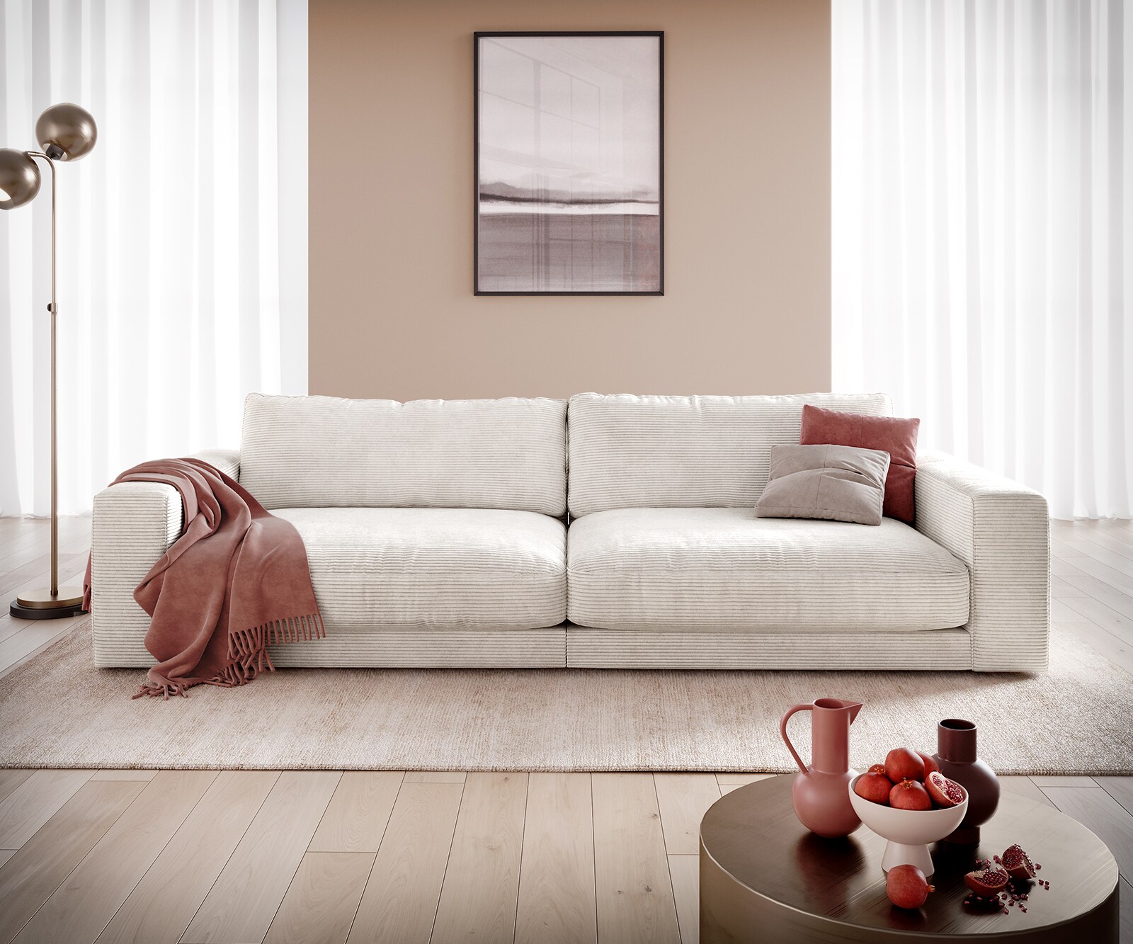 XL-bank Cubico 290x120 cm Cord Beige 1