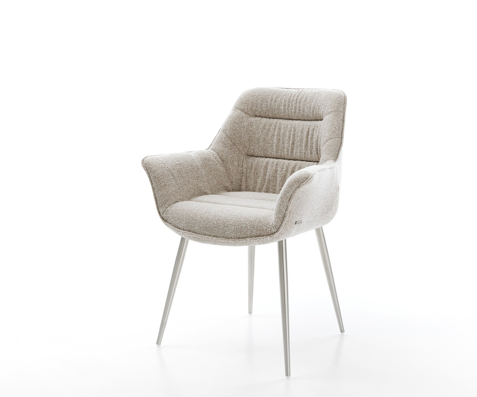 Eetkamerstoel Kaira-Flex geweven stof beige 4-poot conisch roestvrij staal 1