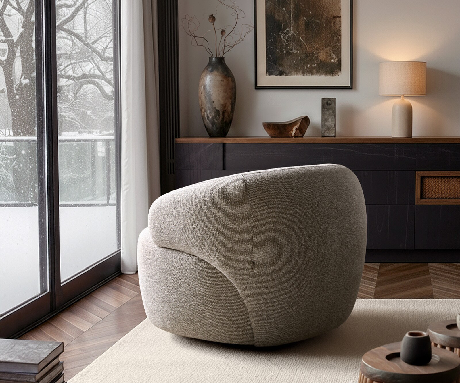 Fauteuil Nova 88x88 cm geweven stof beige 8