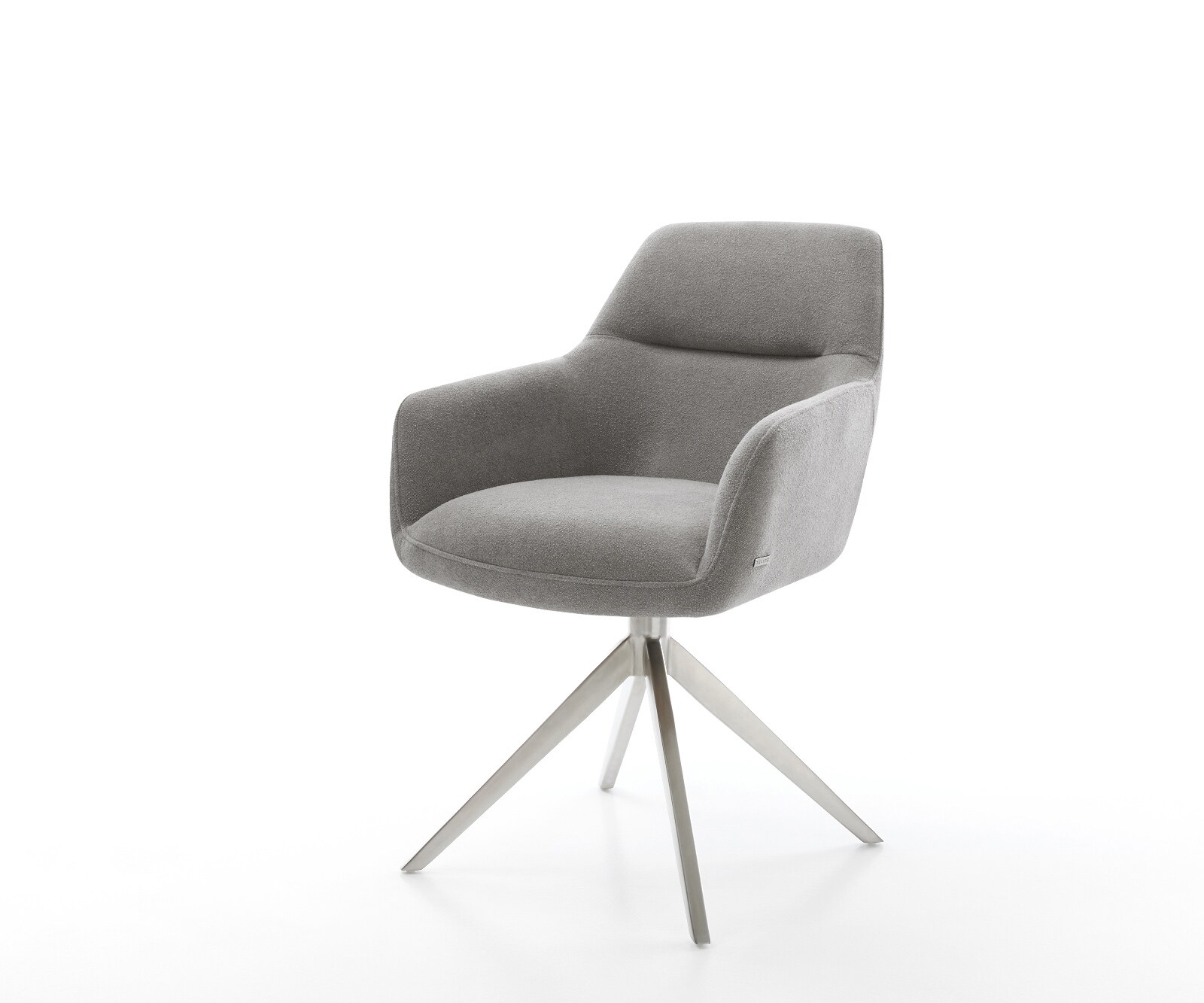 Draaistoel Pejo-Flex zachte stof met structuur grijs kruisframe breed roestvrij staal 360° draaibaar rocker-functie pocketveer kern 1
