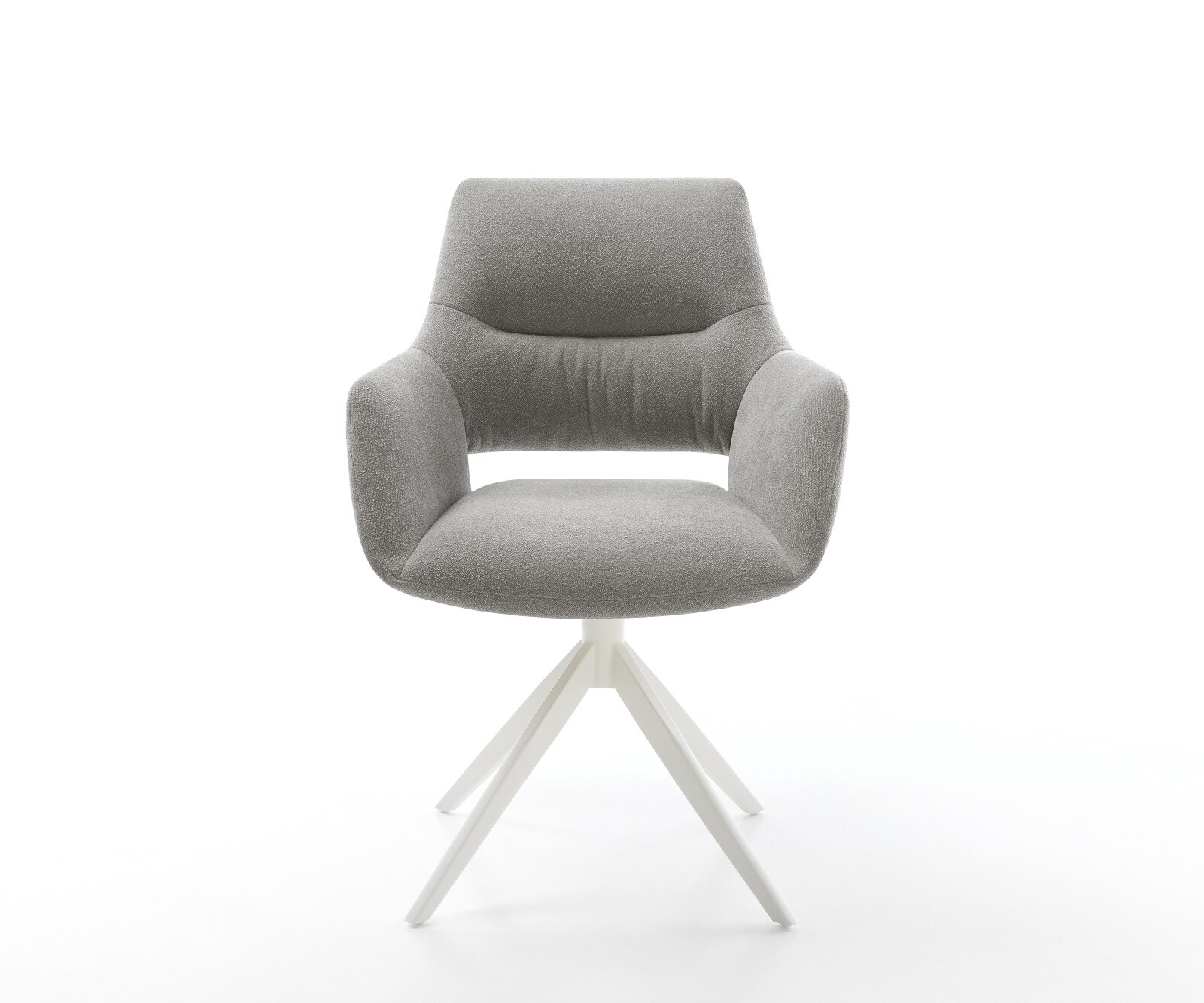 Draaistoel Yago-Flex met armleuning zachte stof met structuur grijs kruisframe breed wit 360° draaibaar rocker-functie pocketveer kern 2