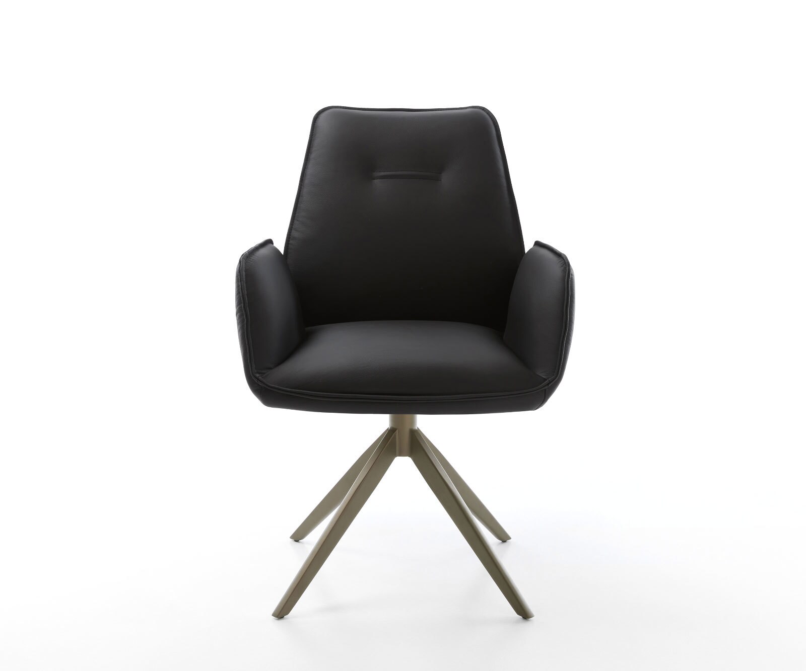 Draaistoel Zoa-Flex echt leer zwart kruisframe breed afwerking met titanium 360° draaibaar rocker-functie pocketveer kern 4