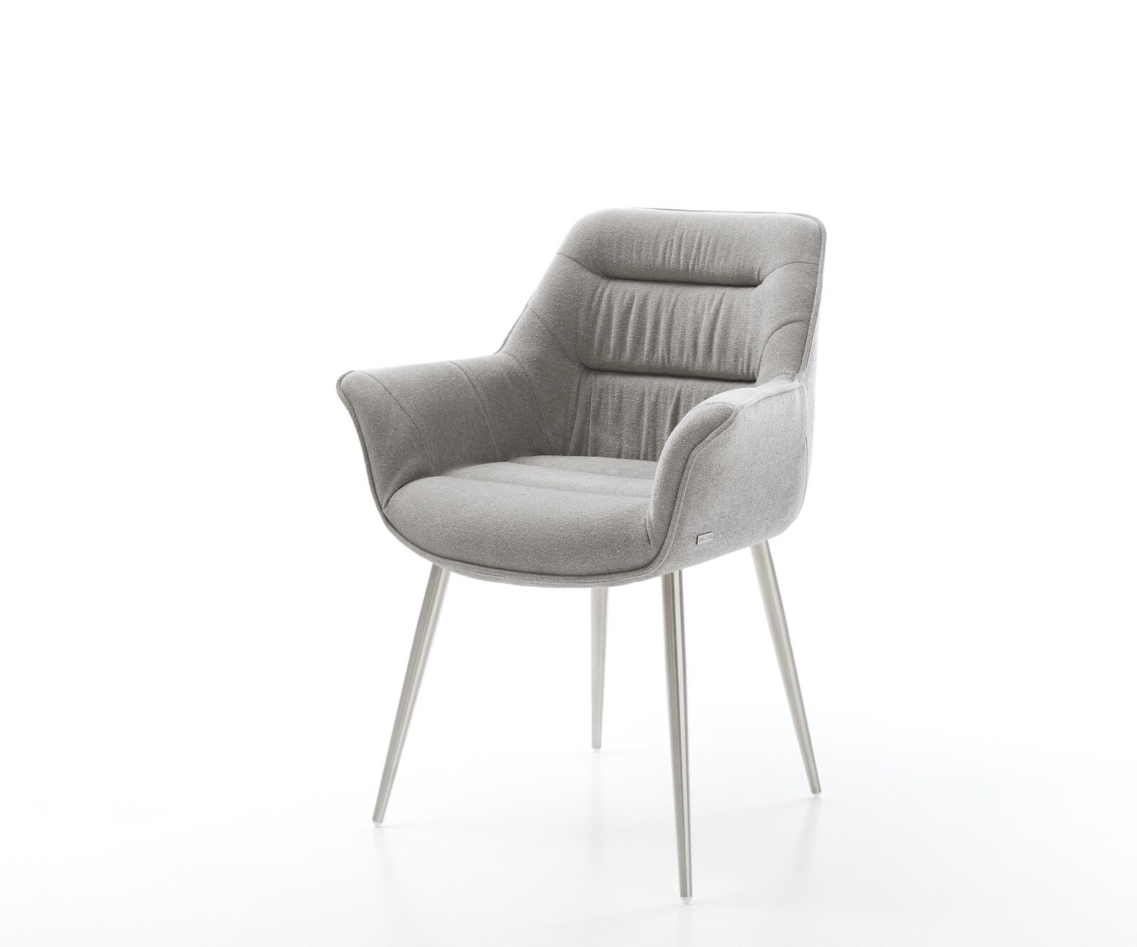 Eetkamerstoel Kaira-Flex zachte stof met structuur grijs 4-poot conisch roestvrij staal 1