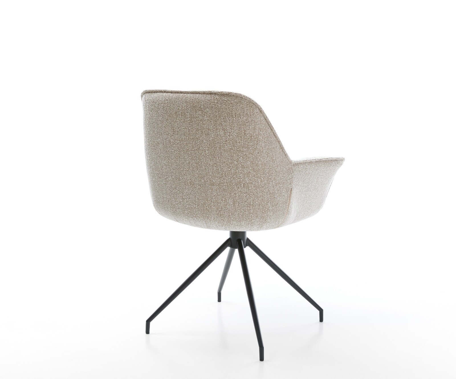 Eetkamerstoel Keila-Flex met armleuning geweven stof beige kruisframe conisch zwart 4