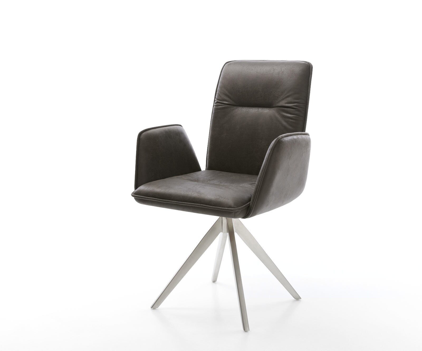Eetkamerstoel Vinja-Flex microvelours antraciet vintage kruisframe hoekig roestvrij staal