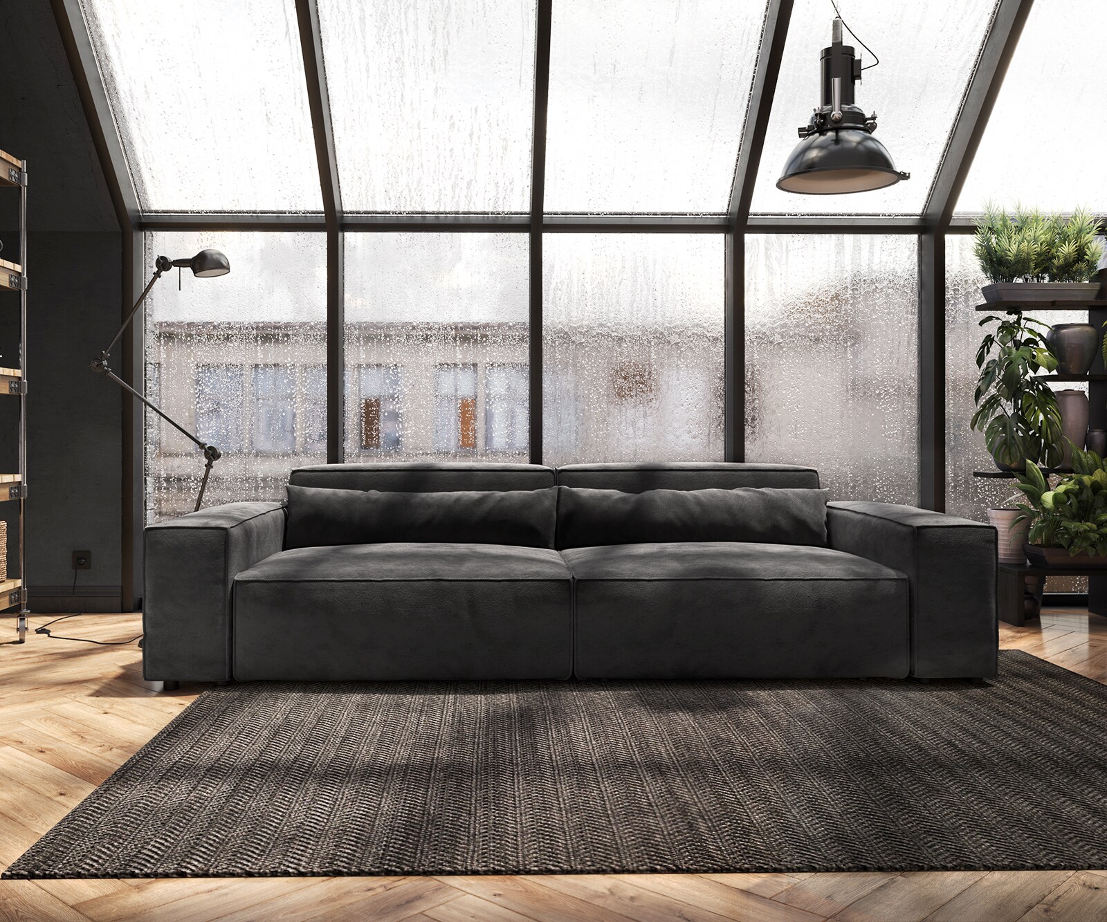 Big-sofa Sirpio XL 270x130 cm microvezel zwart 1