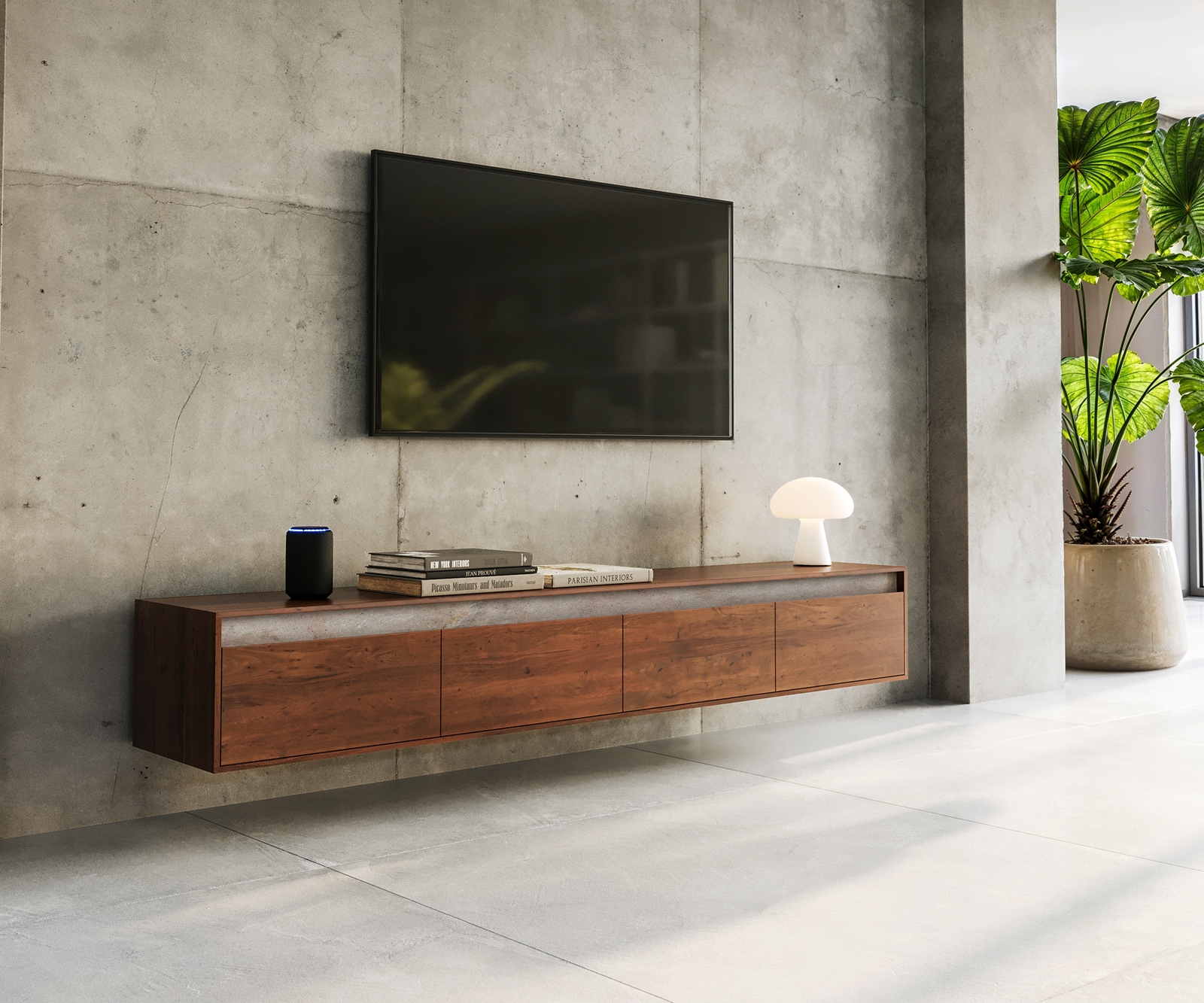 Tv-meubel Stonegrace massief hout leisteen 5 Tv-meubel Stonegrace massief hout leisteen 5
