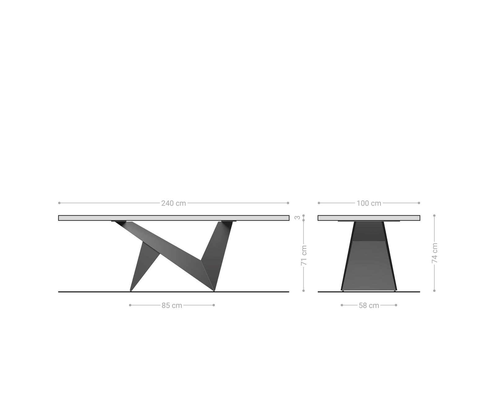 Eettafel Edge 240x100 acacia natuur Origami metaal goud Live-Edge 7
