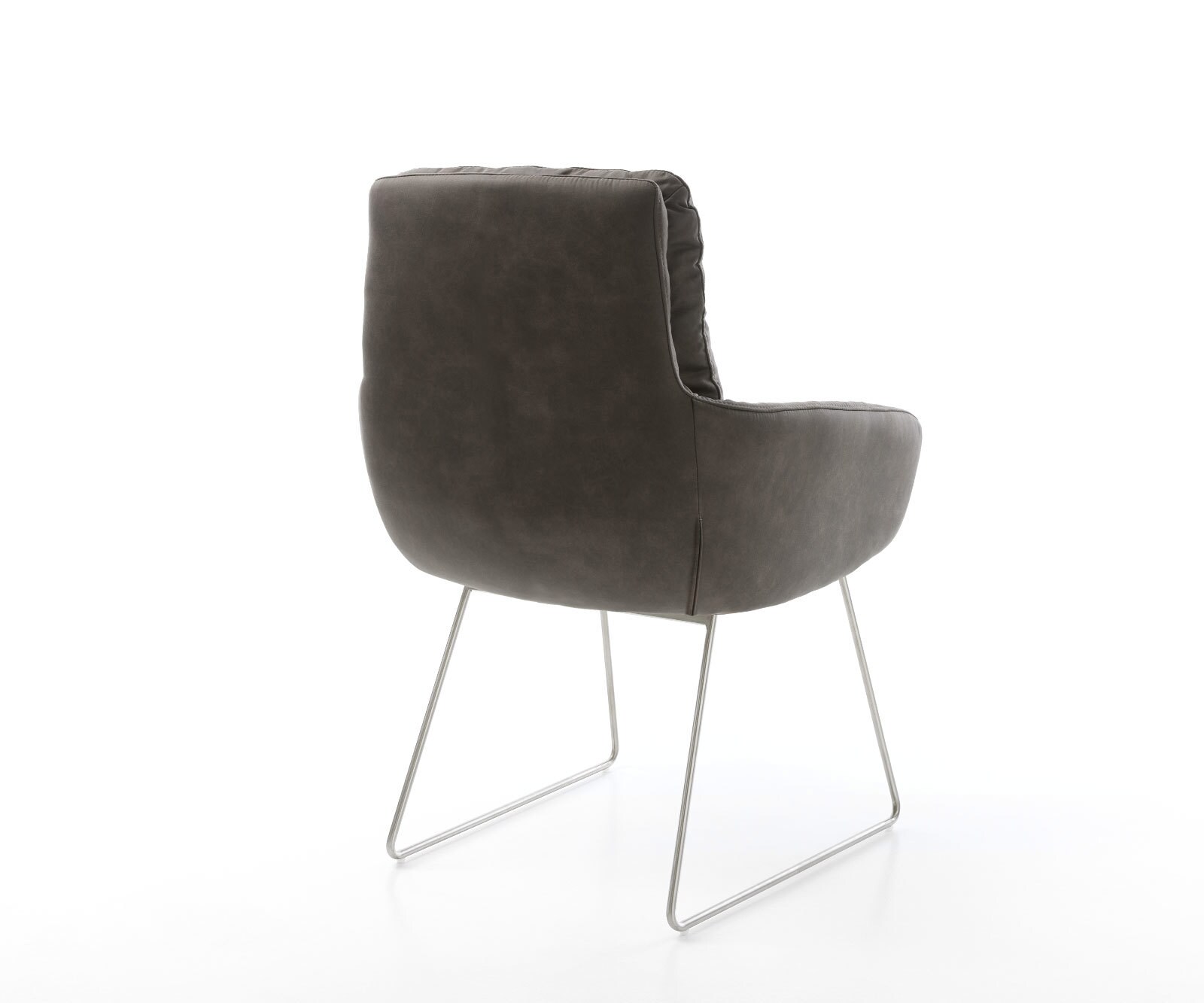 Eetkamerstoel Abelia-Flex met armleuning microvelours antraciet vintage slipframe roestvrij staal 5