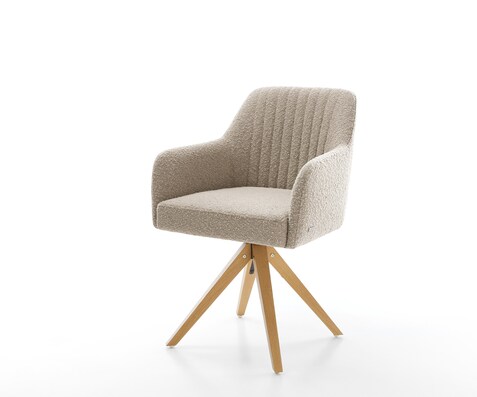 Draaistoel Greg-Flex bouclé mud houten frame hoekig natuur 360° draaibaar pocketveer kern