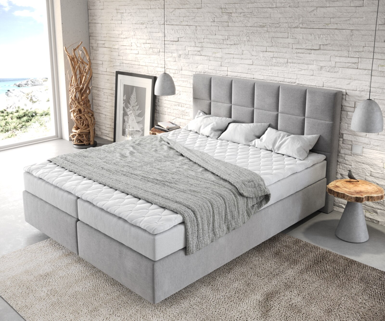 Boxspringbed Dream-Fine 160x200 microvezel grijs  3