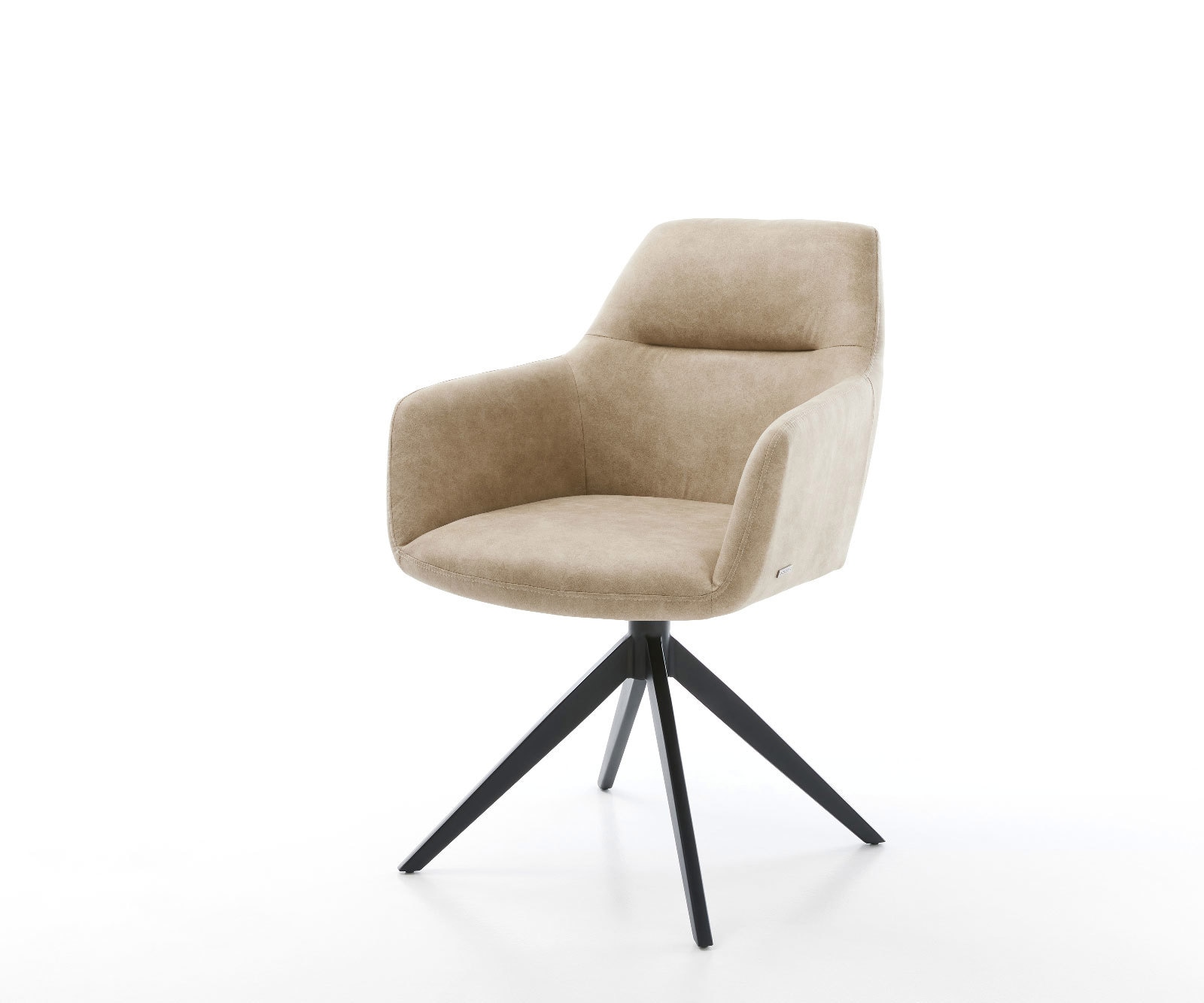 Draaistoel Pejo-Flex microvelours beige vintage kruisframe breed zwart 360° draaibaar rocker-functie pocketveer kern Draaistoel Pejo-Flex microvelours beige vintage kruisframe breed zwart 360° draaibaar rocker-functie pocketveer kern