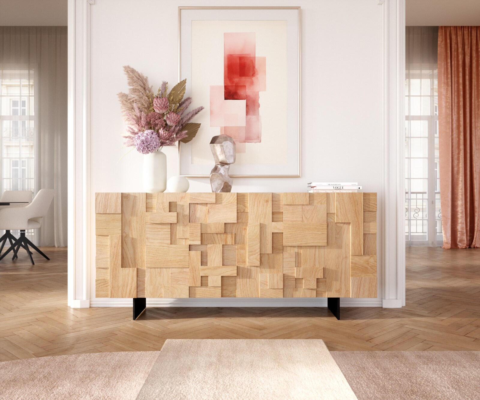 Dressoir Puzzle 175 cm eiken natuur 3 deurs onderstel zwevend metaal zwart 1 Dressoir Puzzle 175 cm eiken natuur 3 deurs onderstel zwevend metaal zwart 1