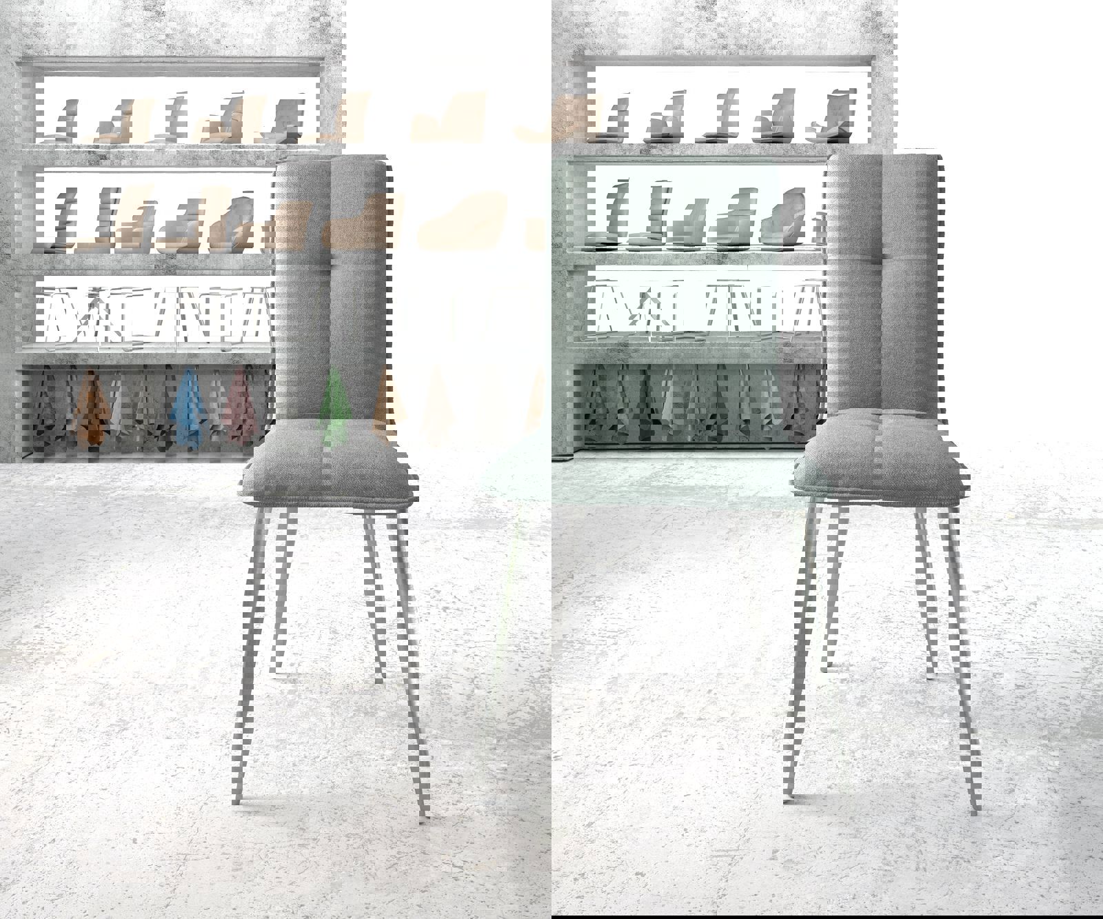 Eetkamerstoel Maddy-Flex stripes mint 4-poot conisch roestvrij staal 1 Eetkamerstoel Maddy-Flex stripes mint 4-poot conisch roestvrij staal 1