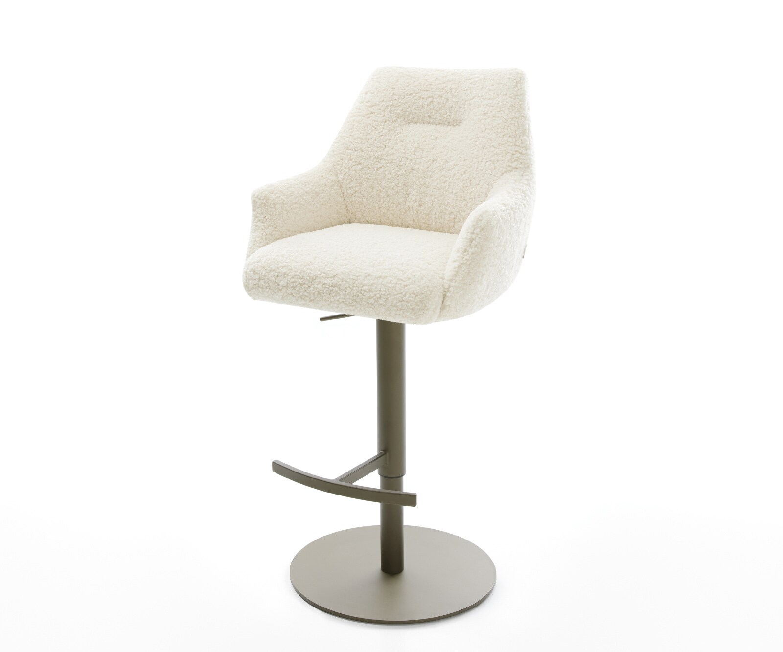 Barstoel Alja-Flex Teddystof Beige Draaivoet in hoogte verstelbaar Titaankleurig Titaankleurig Pocketvering