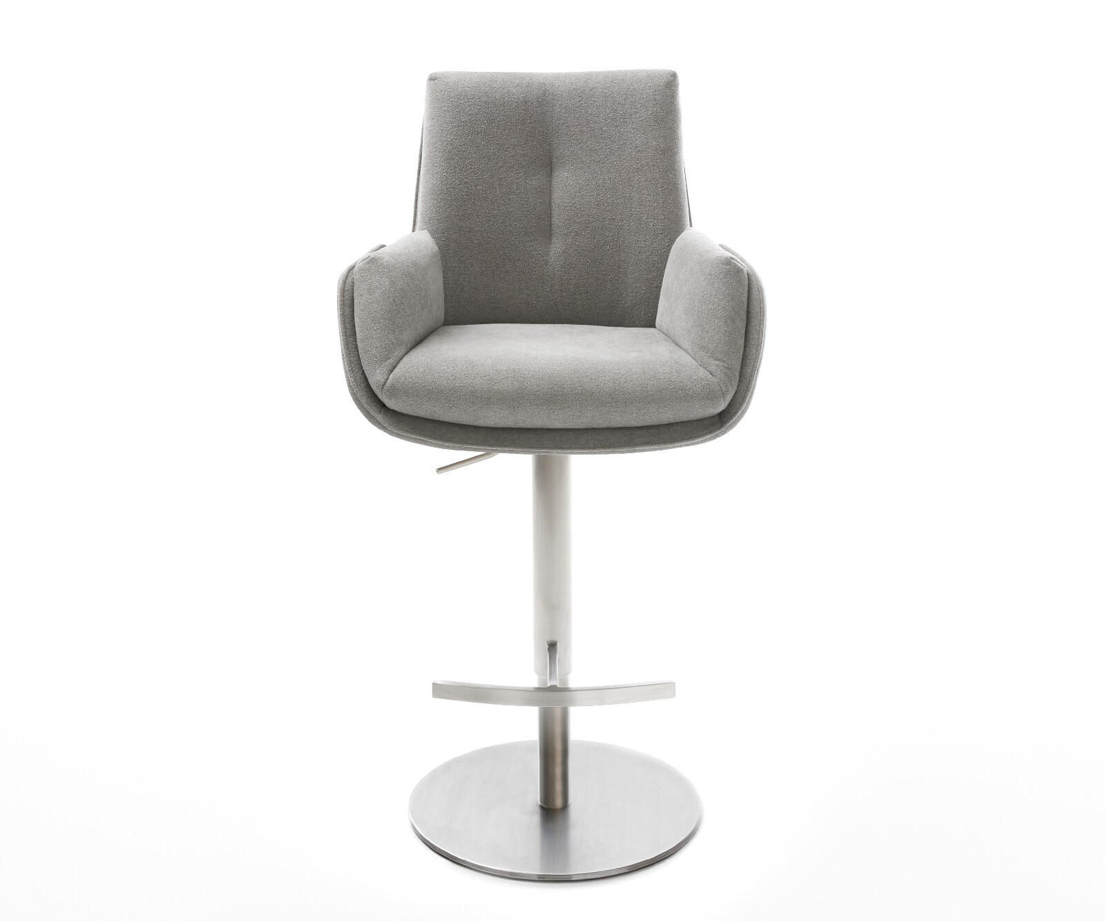 Barstoel Clea-Flex structuurstof zacht grijs draaivoet in hoogte verstelbaar RVS draaibaar pocketvering 2