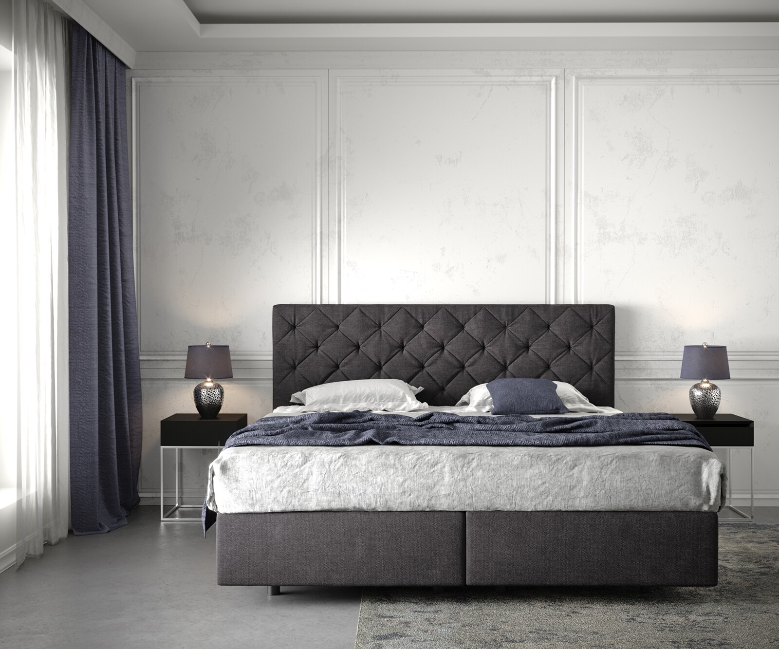 Boxspringbed Dream-Great 180x200 cm zwart met matras en topper 1