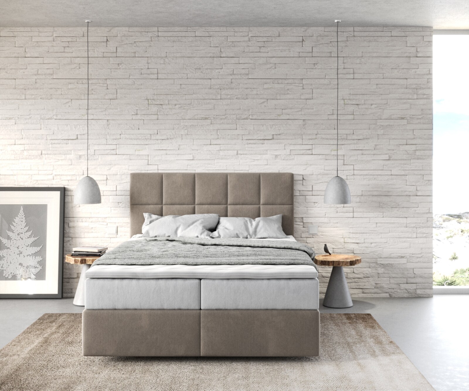 Boxspringbed Dream-Fine 140x200 cm Microvezel Beige met TFK Matras en Visco Topper 1